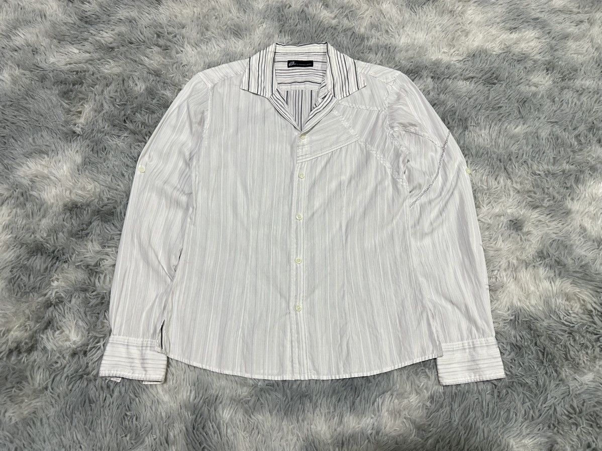 Tornado Mart 🔥Y2K Zero By Tornado Mart Shirt Reverse Striped Asym Patch Size US M / EU 48-50 / 2 - 1 Thumbnail