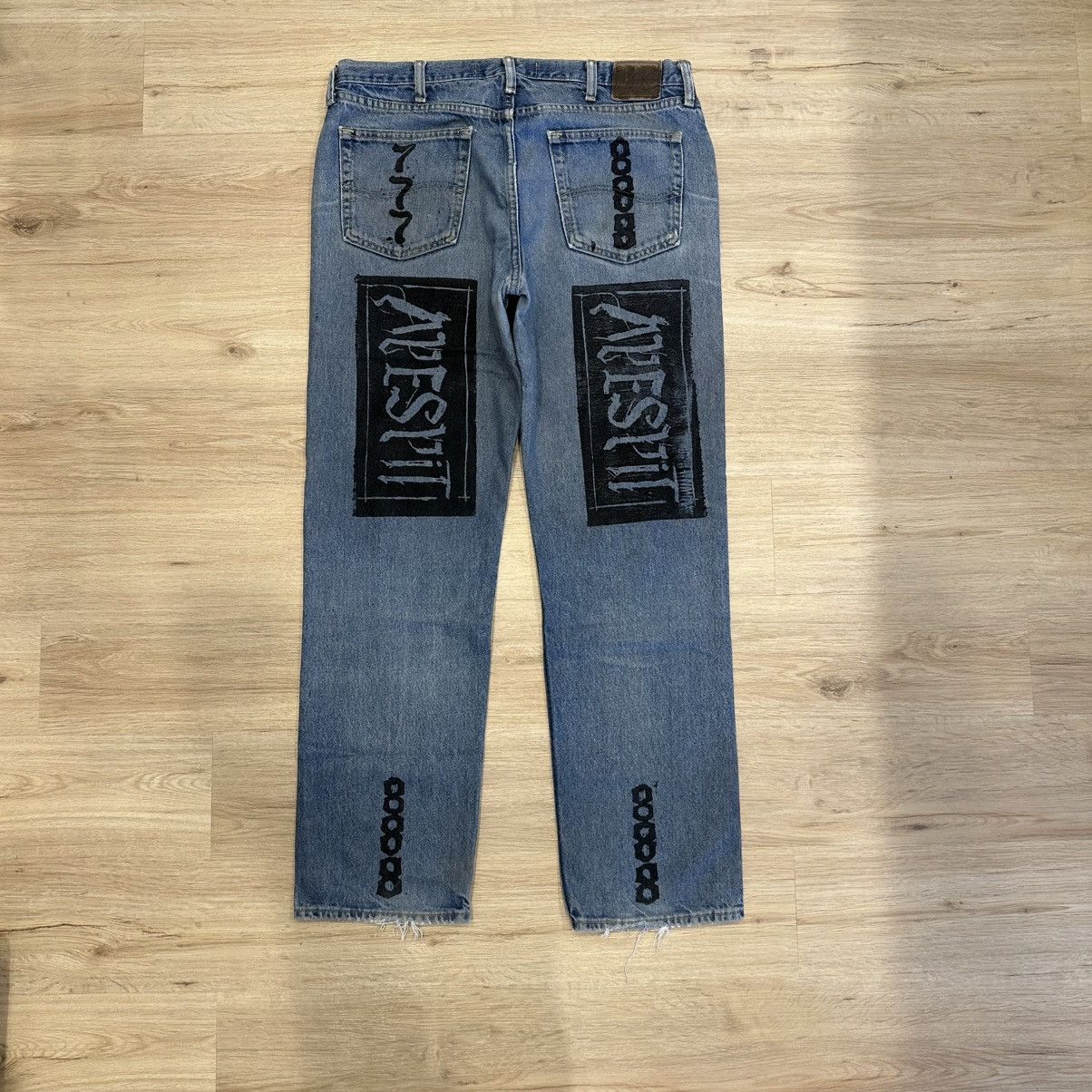 Lee Custom 1of1 Denim Jeans Ape Spit Y2K 36x32 Size US 36 / EU 52 - 2 Thumbnail