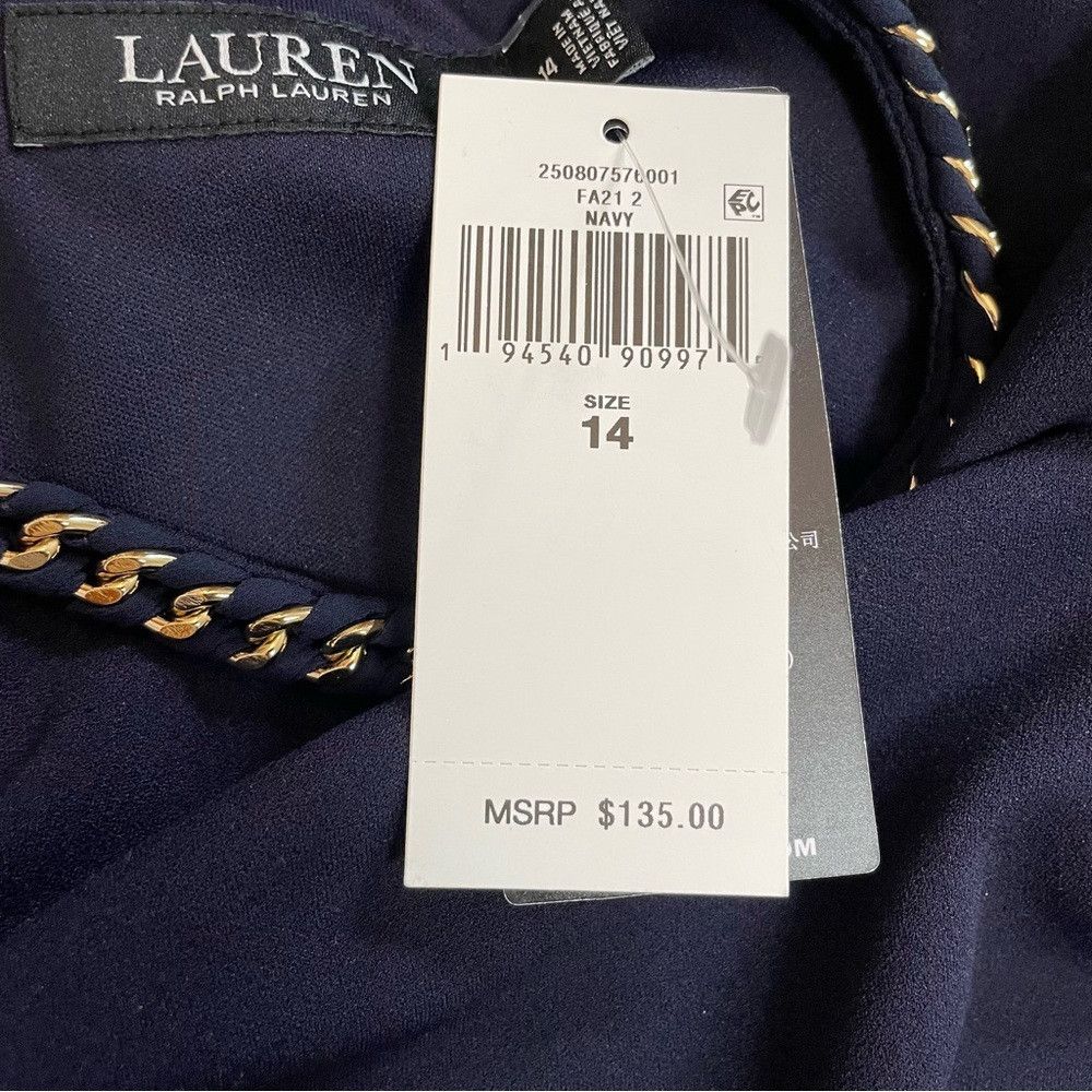 Ralph Lauren NWT New $135 Ralph Lauren Navy Sleeveless Chain Neck Dress Size XL / US 12-14 / IT 48-50 - 9 Thumbnail