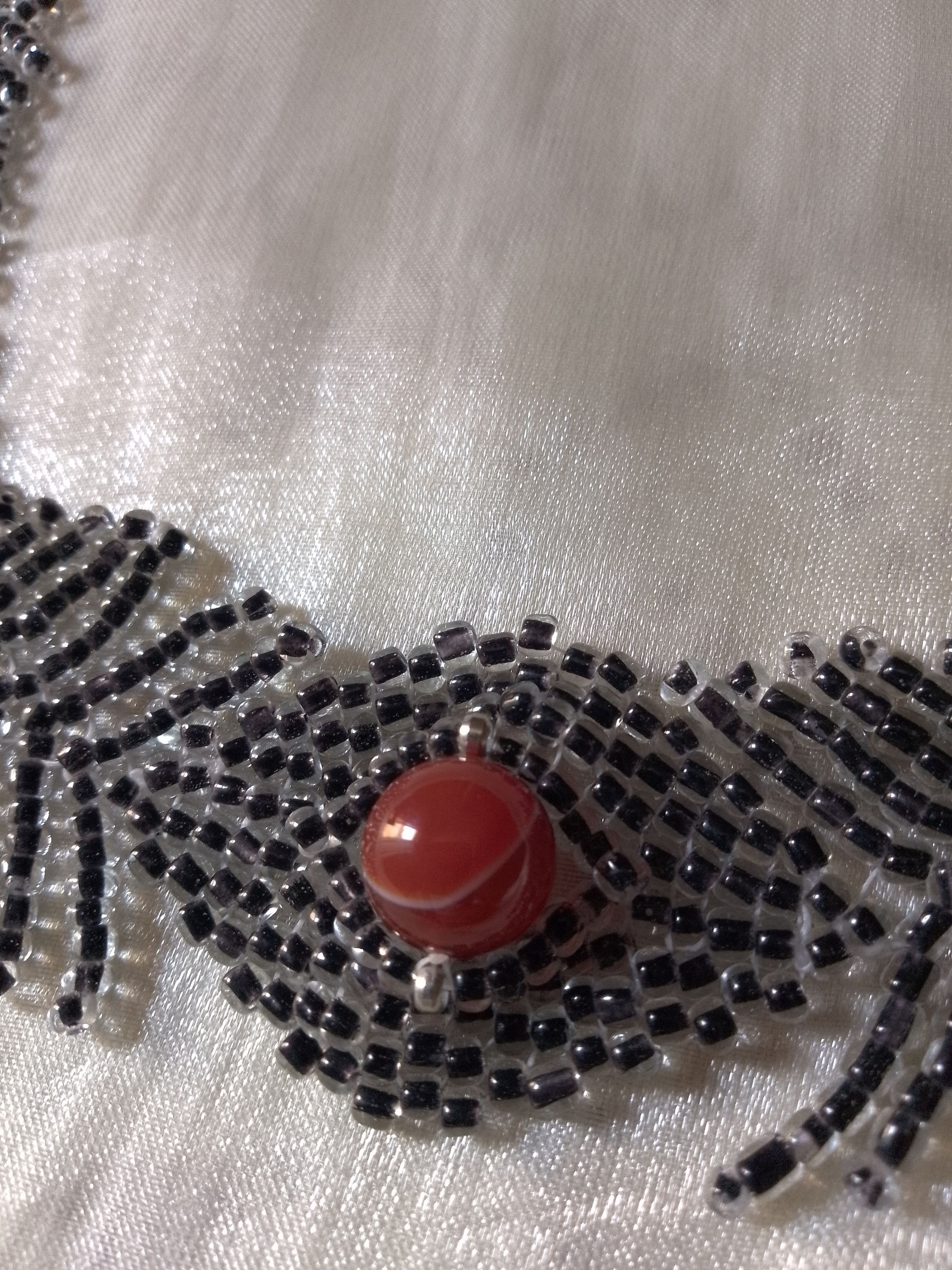 Handmade Necklace Choker. Black sexy with red carnelian gemstone Size ONE SIZE - 10 Thumbnail