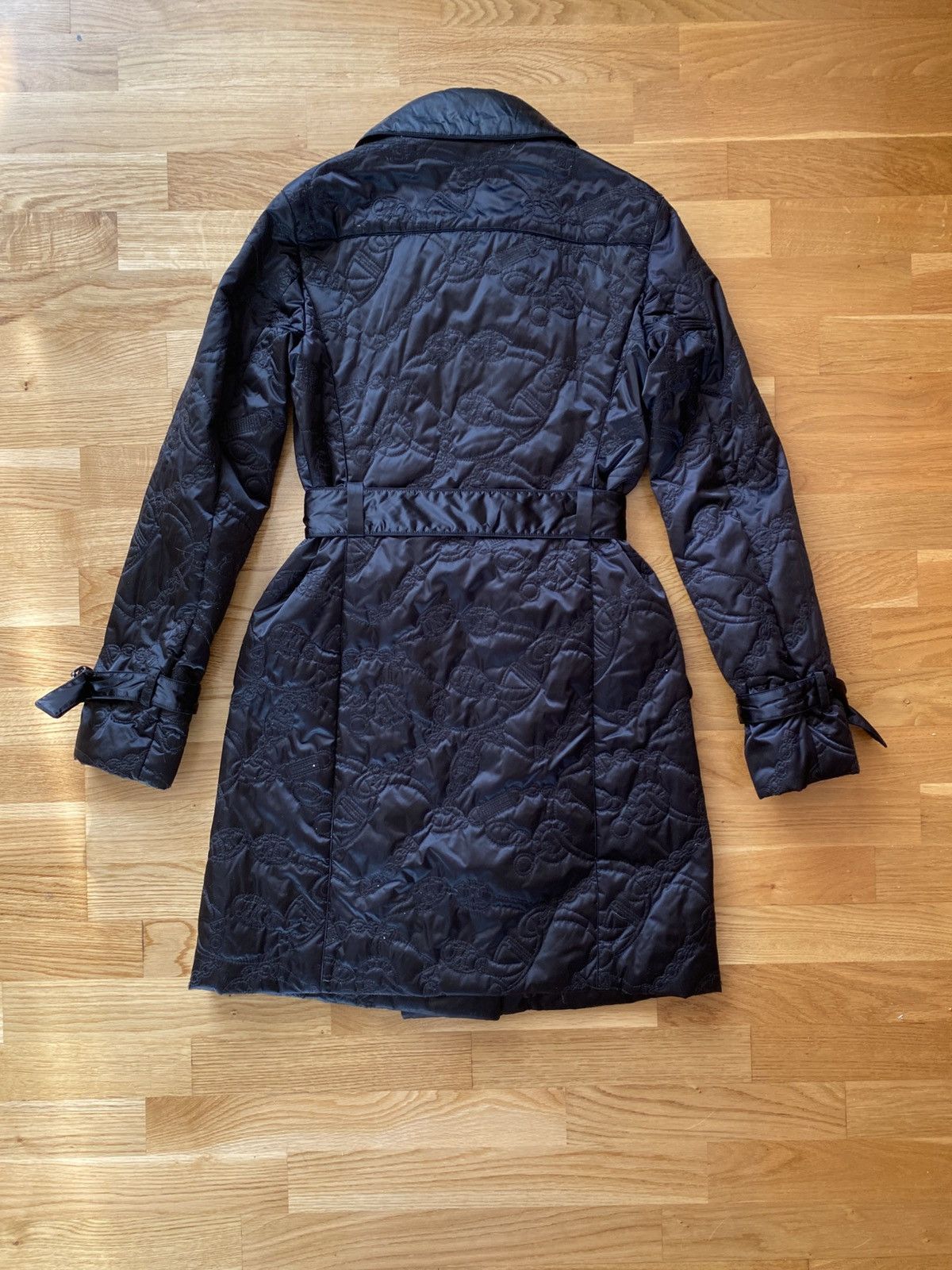 Celine CELINE Black Quilted Triomphe Logo Trench Coat Vintage 38 Size S / US 4 / IT 40 - 7 Thumbnail