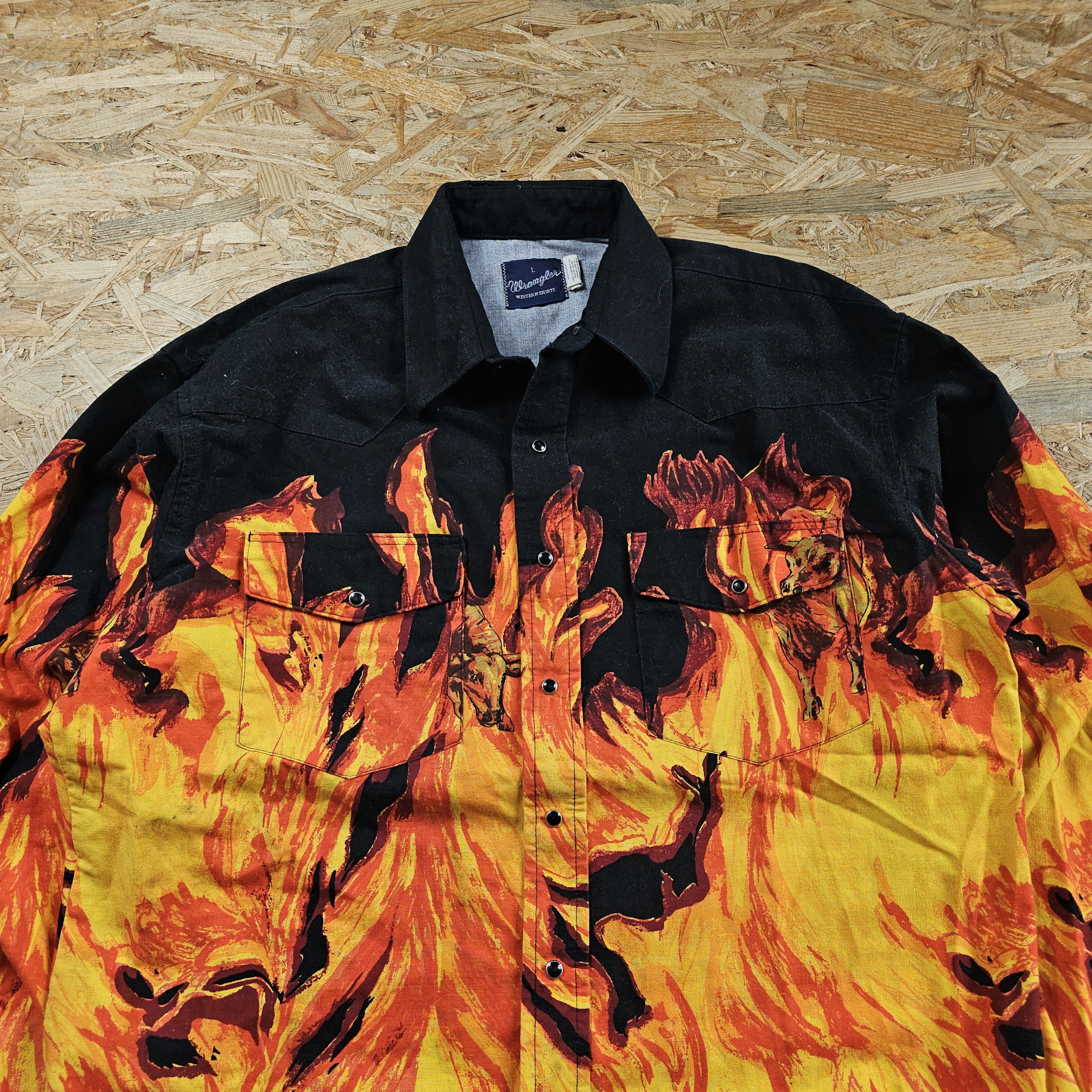 Japanese Brand × Wrangler WRANGLER FLAME WESTERN TEXAS SHIRT VINTAGE 80S L Size US L / EU 52-54 / 3 - 4 Thumbnail