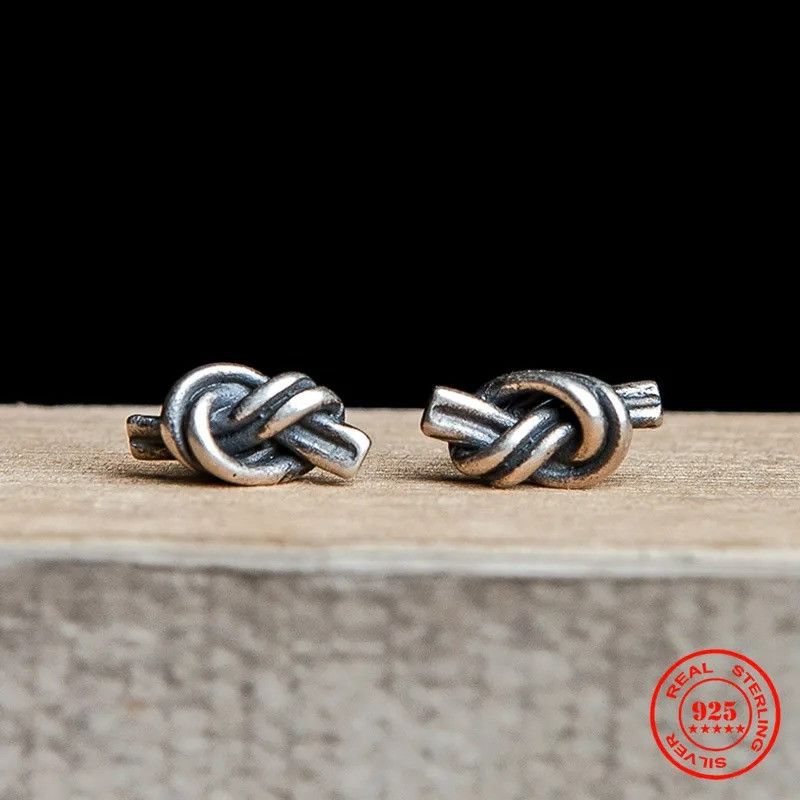 Jewelry Vintage Knot Earrings 925 Sterling Silver Ear Jewelry Gift Size ONE SIZE - 2 Thumbnail