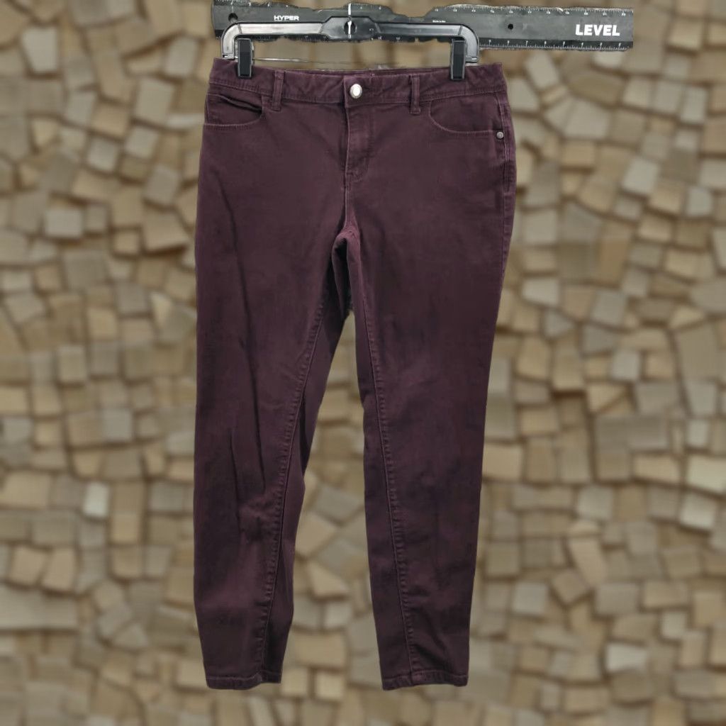 Vintage Simply Vera Vera Wang Skinny Ankle Pants Womens Size 6 Plum Maroon Size 28" / US 6 / IT 42 - 1 Thumbnail