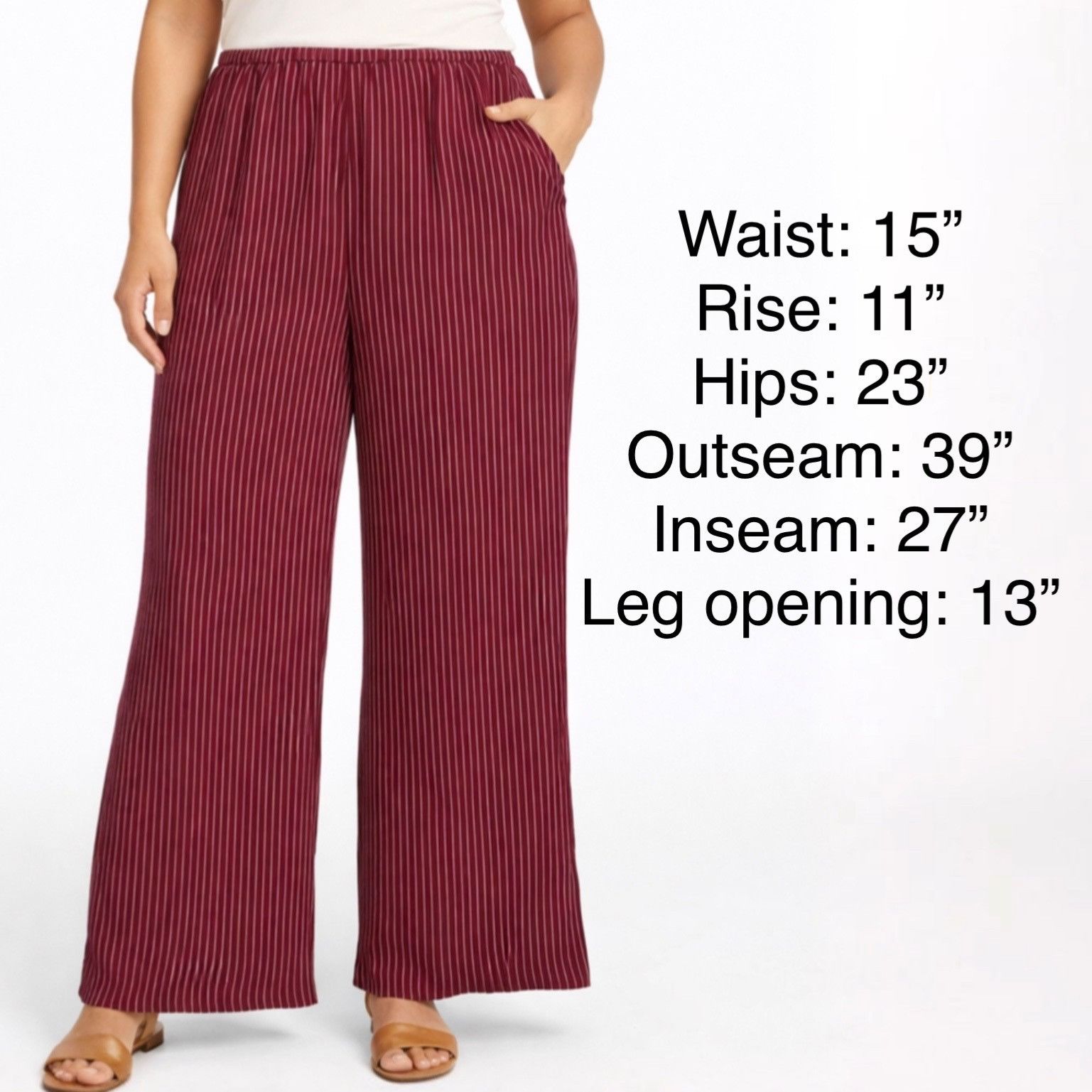 J.Crew J. Crew Pants - Burgundy Pinstripe Palazzo NWT - Size Large Size 36" / US 14 / IT 50 - 1 Thumbnail