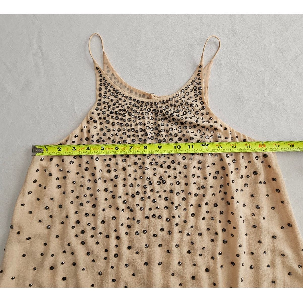 MILLY MILLY Tan Embellished Silk Chiffon Cami Tank Top Blouse 2 Size XS / US 0-2 / IT 36-38 - 6 Thumbnail