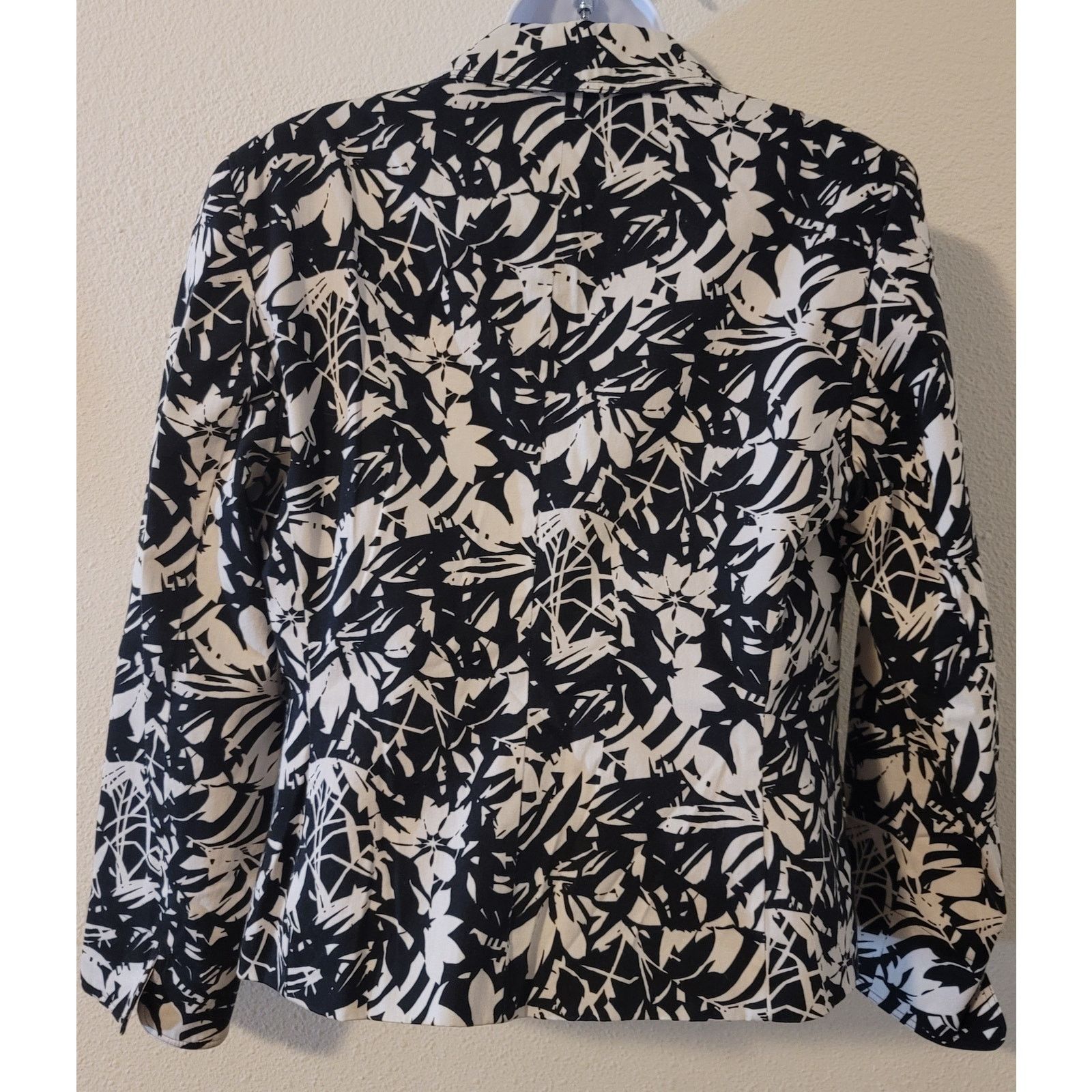 Other Laura Scott Black White Floral Print Women's Blazer 10 Size L / US 10 / IT 46 - 2 Thumbnail