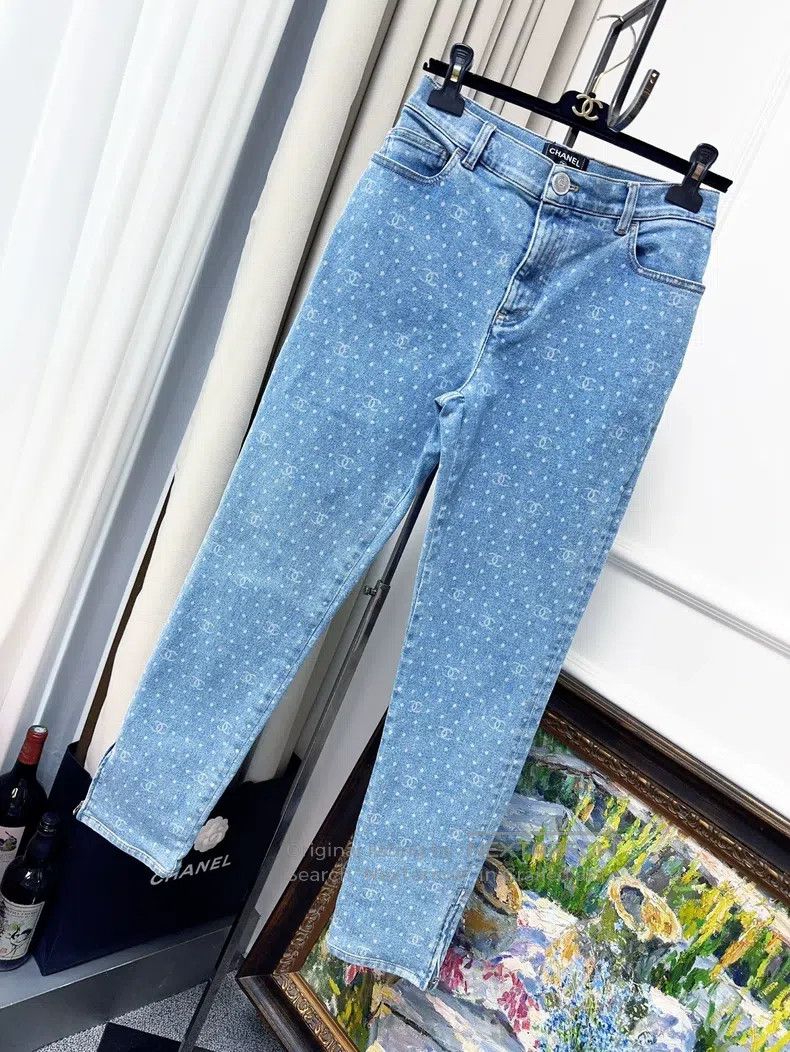 Chanel Chanel 23p full print dot logo narrow version jeans Size 27" / US 4 / IT 40 - 1 Thumbnail