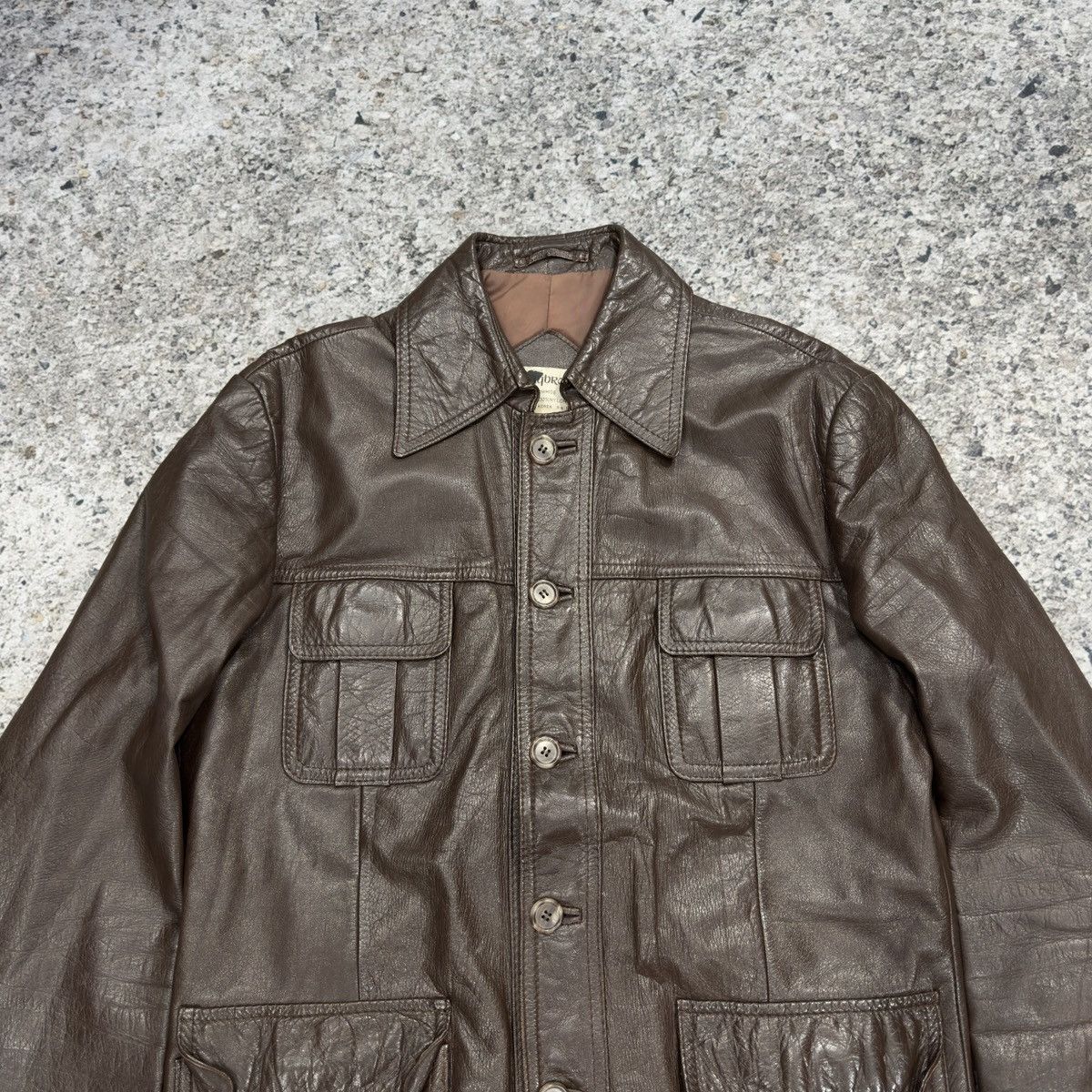 Vintage 70s Claybrooke Cowhide Brown Leather Mod Style Jacket Size US L / EU 52-54 / 3 - 10 Thumbnail
