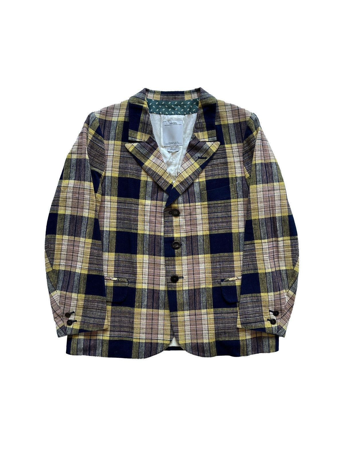 image of Visvim Ss15 Spot Granger Blazer (N.d. Check) in Yellow Check, Men's (Size Large)