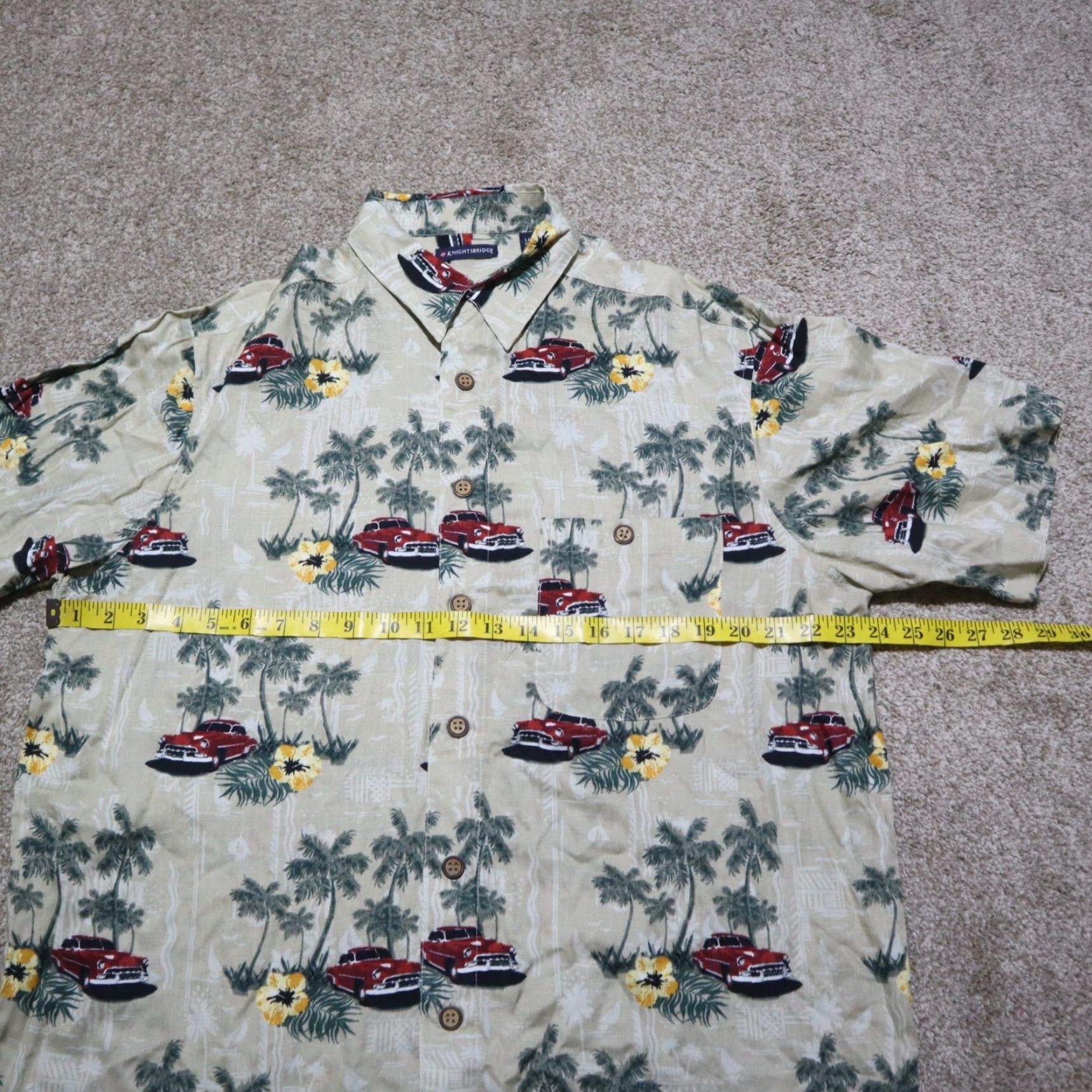 Vintage VINTAGE Knightsbridge Hawaiian Shirt Mens Large 100% Rayon Palm Trees Classic Car Size US L / EU 52-54 / 3 - 4 Thumbnail