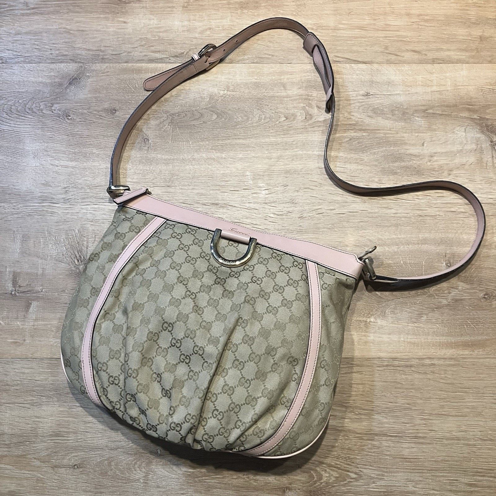 Gucci Abbey 204940 Shoulder Messenger Hand Bag Brown Pink