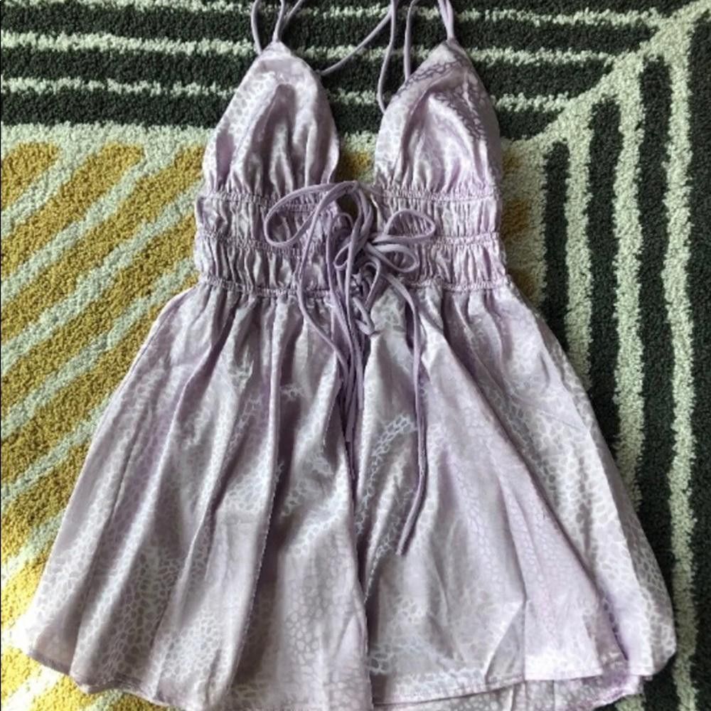 Designer Lavender Animal Print Mini Dress - Flowy & Stylish Size S / US 4 / IT 40 - 1 Thumbnail