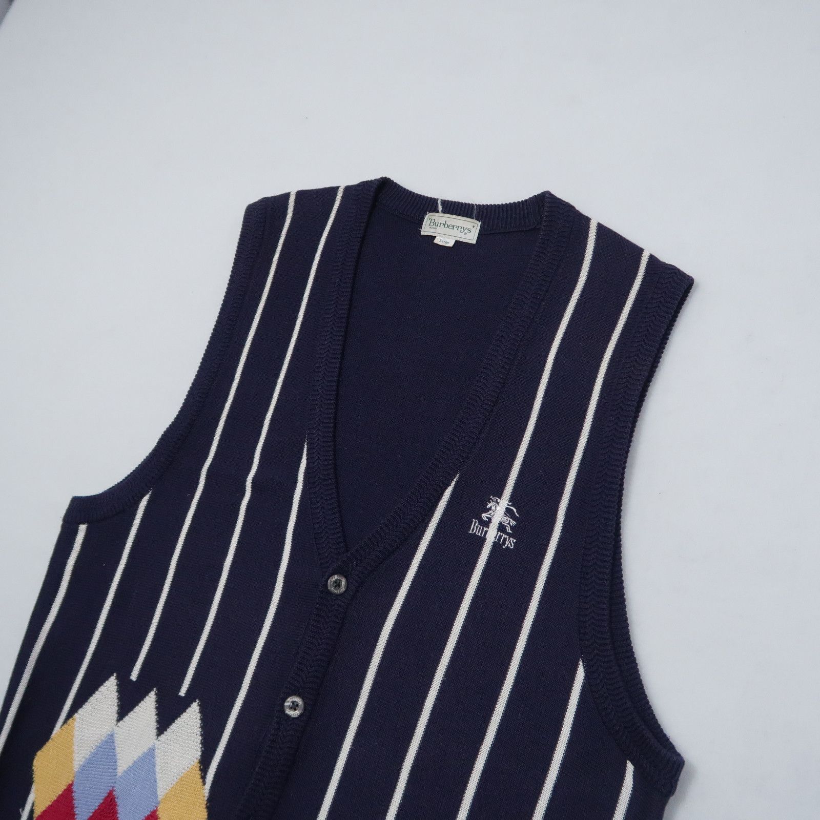 Burberry Vintage 90s Burberrys Golf Stripe Argyle Vest Distressed Size US M / EU 48-50 / 2 - 3 Thumbnail