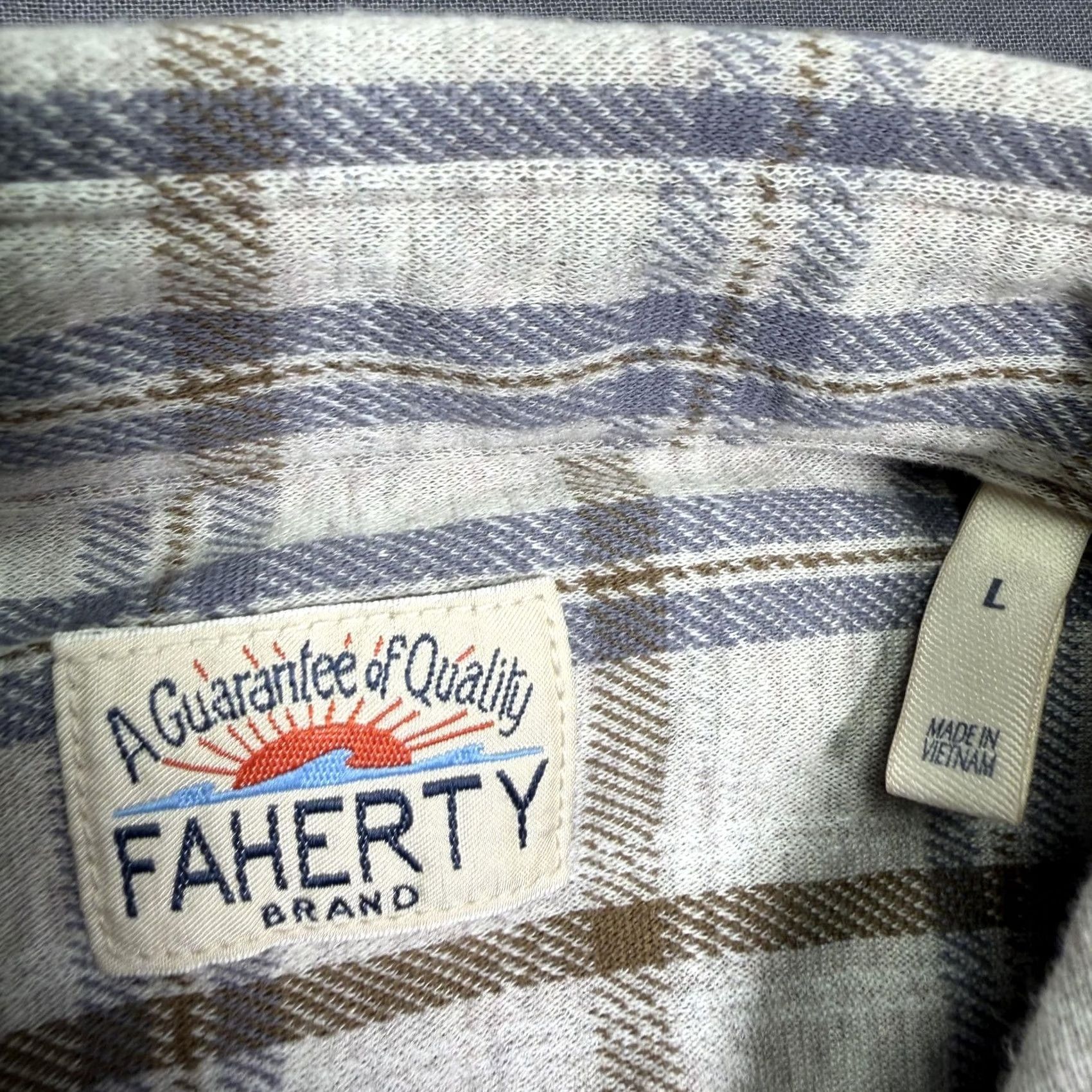 Faherty Faherty Shirt Mens Large Gray Plaid Long Sleeve Button-Up Flannel Supima Cotton Size US L / EU 52-54 / 3 - 2 Thumbnail