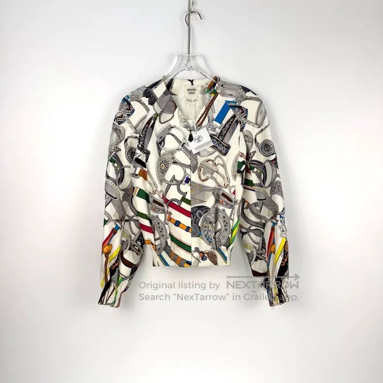Hermes Hermes White full pattern silk zipper jacket Size XS / US 0-2 / IT 36-38 - 3 Thumbnail