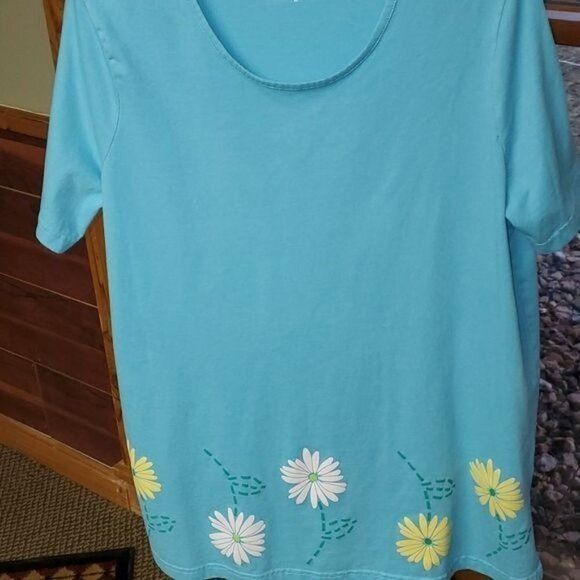 Vintage Blair Embellished Graphic Floral Short Sleeve Round Neck Sz. Size XL / US 12-14 / IT 48-50 - 3 Thumbnail