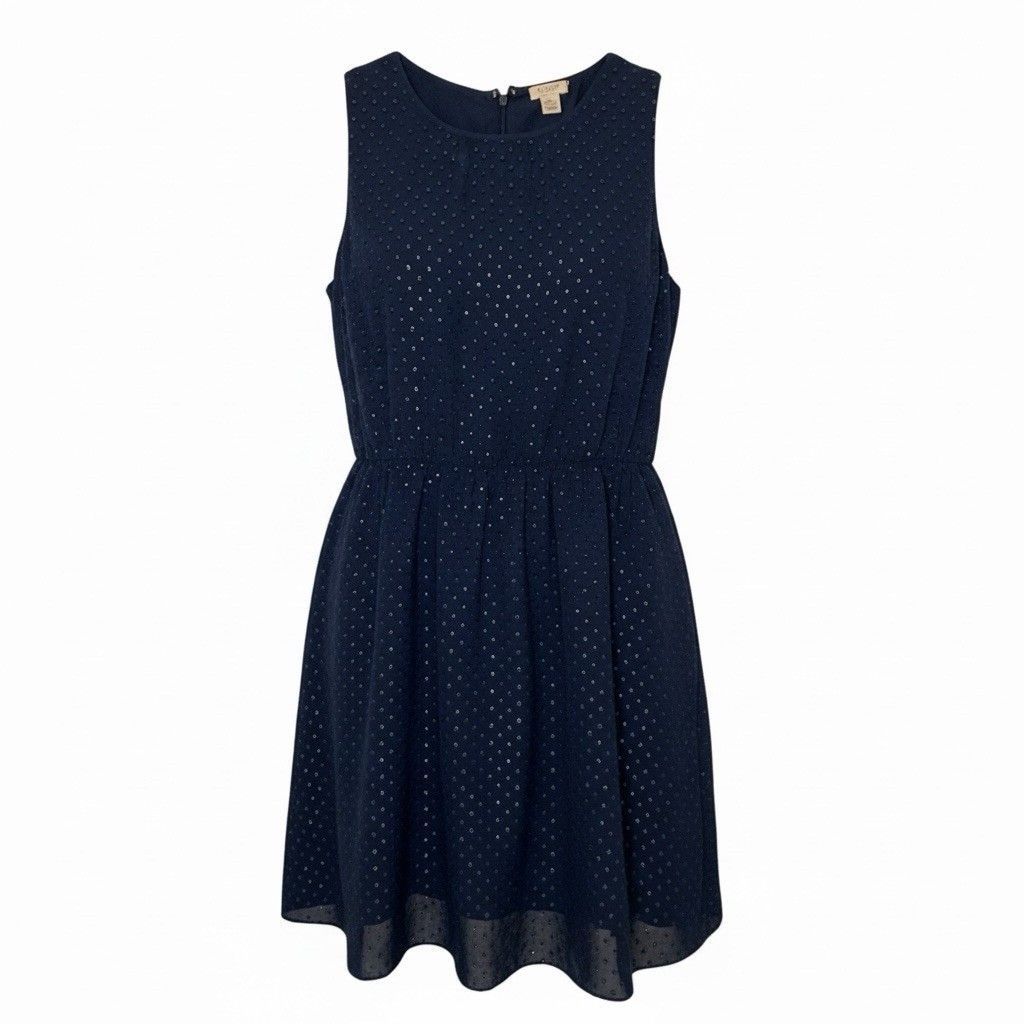 J.Crew J.Crew Navy Swiss Dot Fit Flare Dress12 Neck Sleevless Lined Size XL / US 12-14 / IT 48-50 - 1 Thumbnail