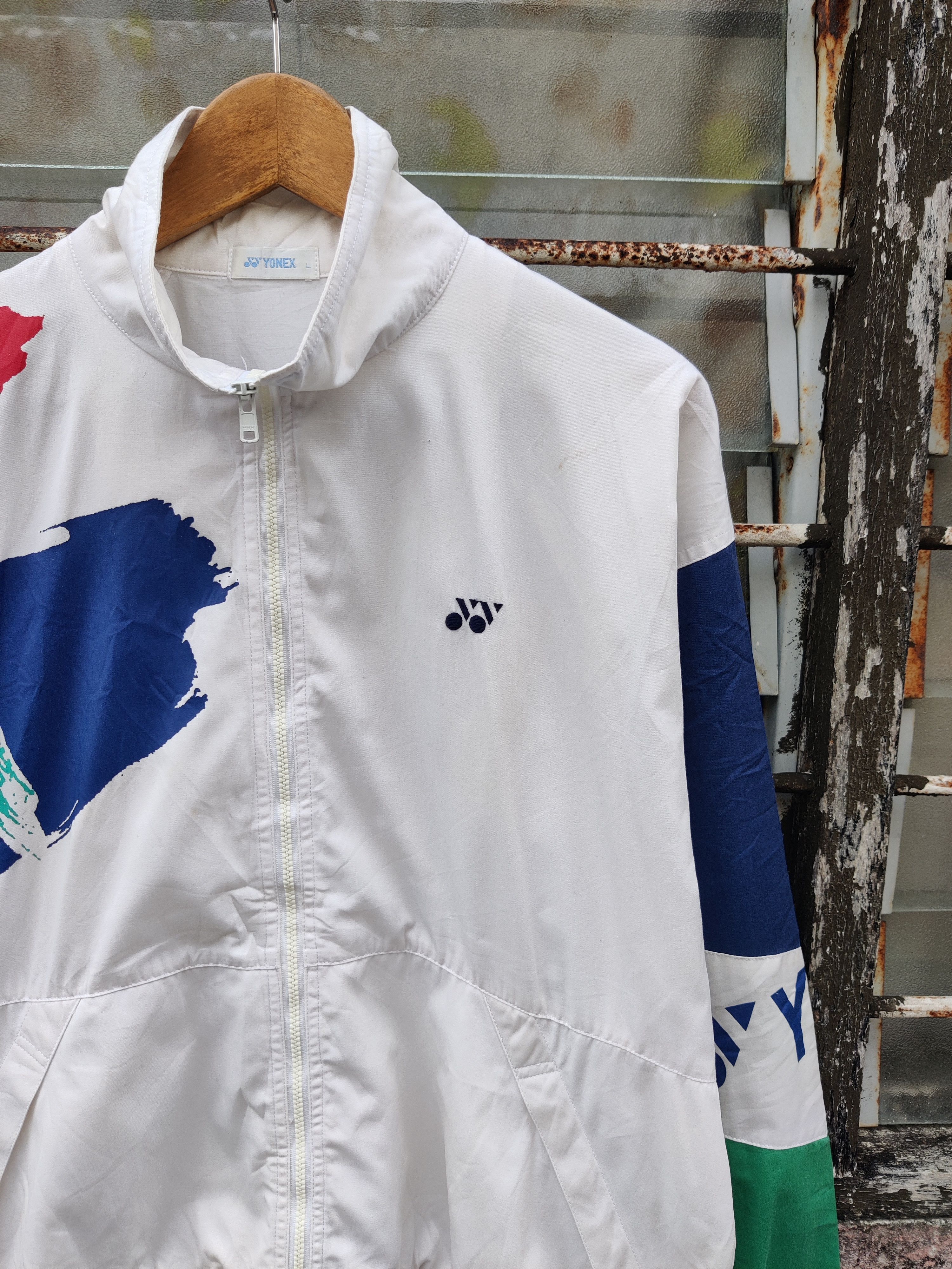 Japanese Brand Vintage Yonex Multi Colour Spell out Japan Made Jacket Size US L / EU 52-54 / 3 - 3 Thumbnail