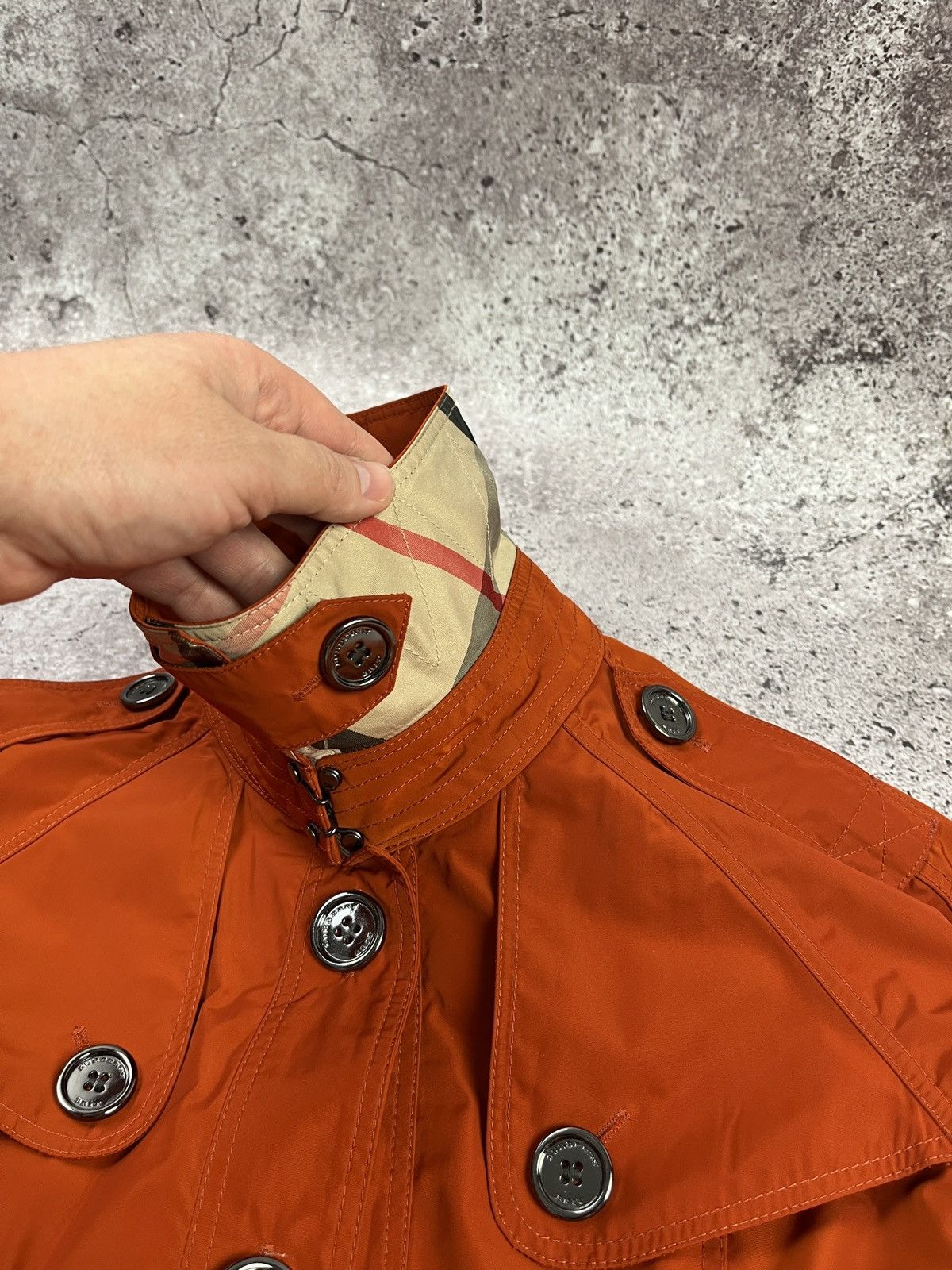 Burberry Burberry Brit Orange Trench Coat Nova Check Lightweight Size S / US 4 / IT 40 - 7 Thumbnail