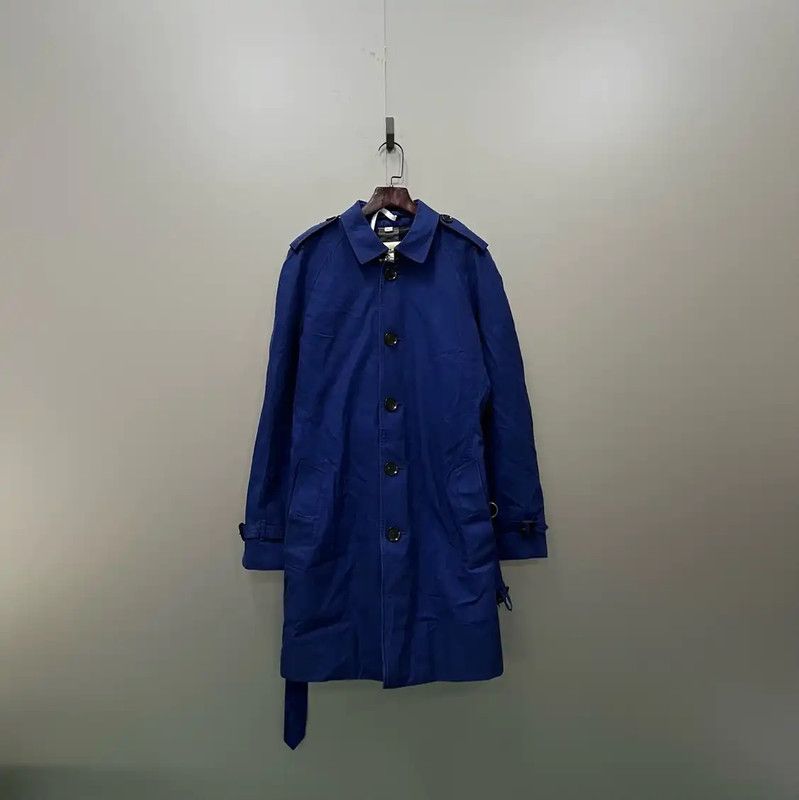 Burberry Burberry Blue Cotton Mid-Length Trench Coat Size ONE SIZE - 1 Thumbnail