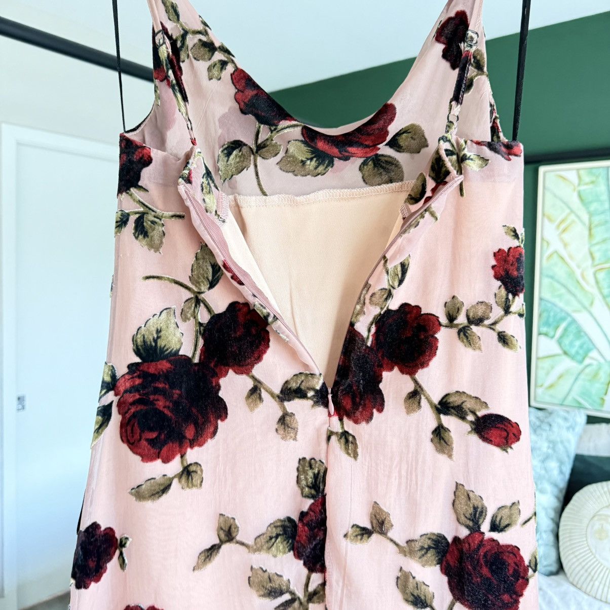 Other Mauve and Red Floral Burnout Mini Slip Dress | Small Size S / US 4 / IT 40 - 3 Thumbnail