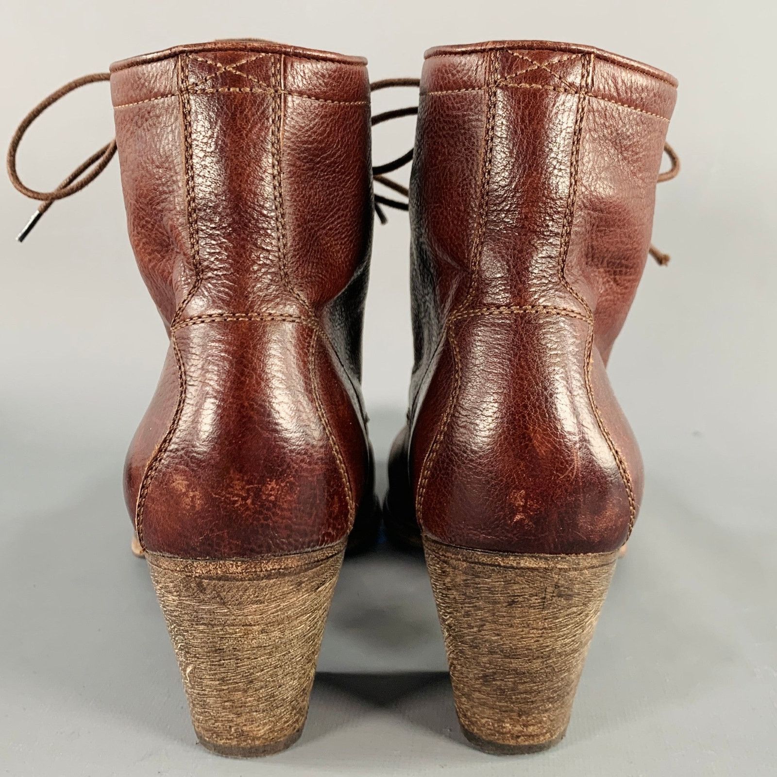 n.d.c. made by hand N.D.C. Size 10 Brown Leather Lace-Up Boots Size US 10 / IT 40 - 3 Thumbnail