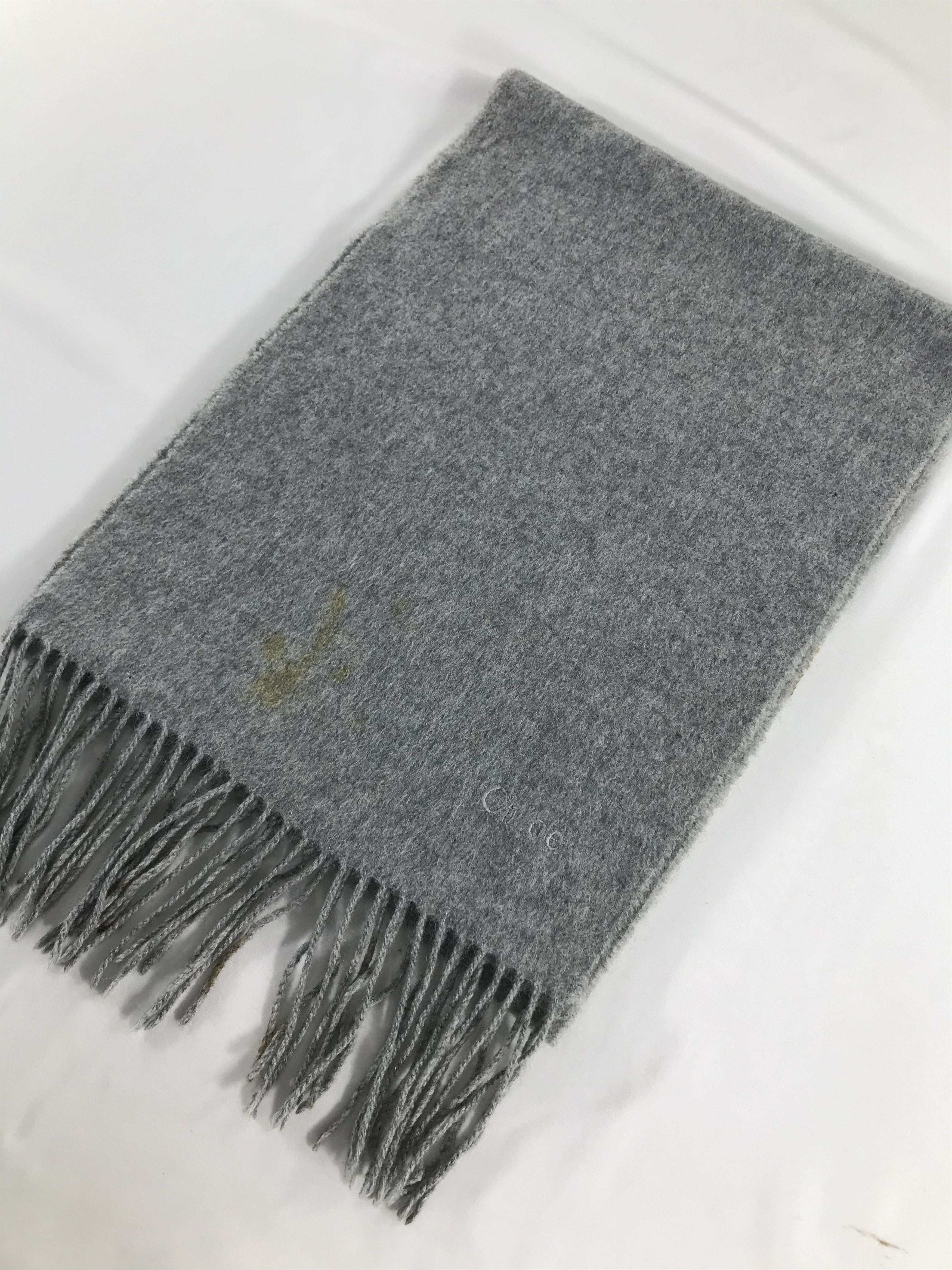 Vintage Chloe Grey Cashmere Scarf Muffler V420 Size ONE SIZE - 3 Thumbnail