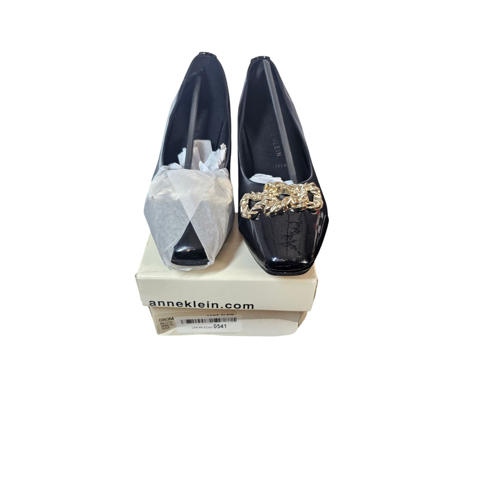 Anne Klein Anne Klein iFlex Black Slip-on Flats w Decorative Chain Sz 8 Size US 8 / IT 38 - 1 Thumbnail
