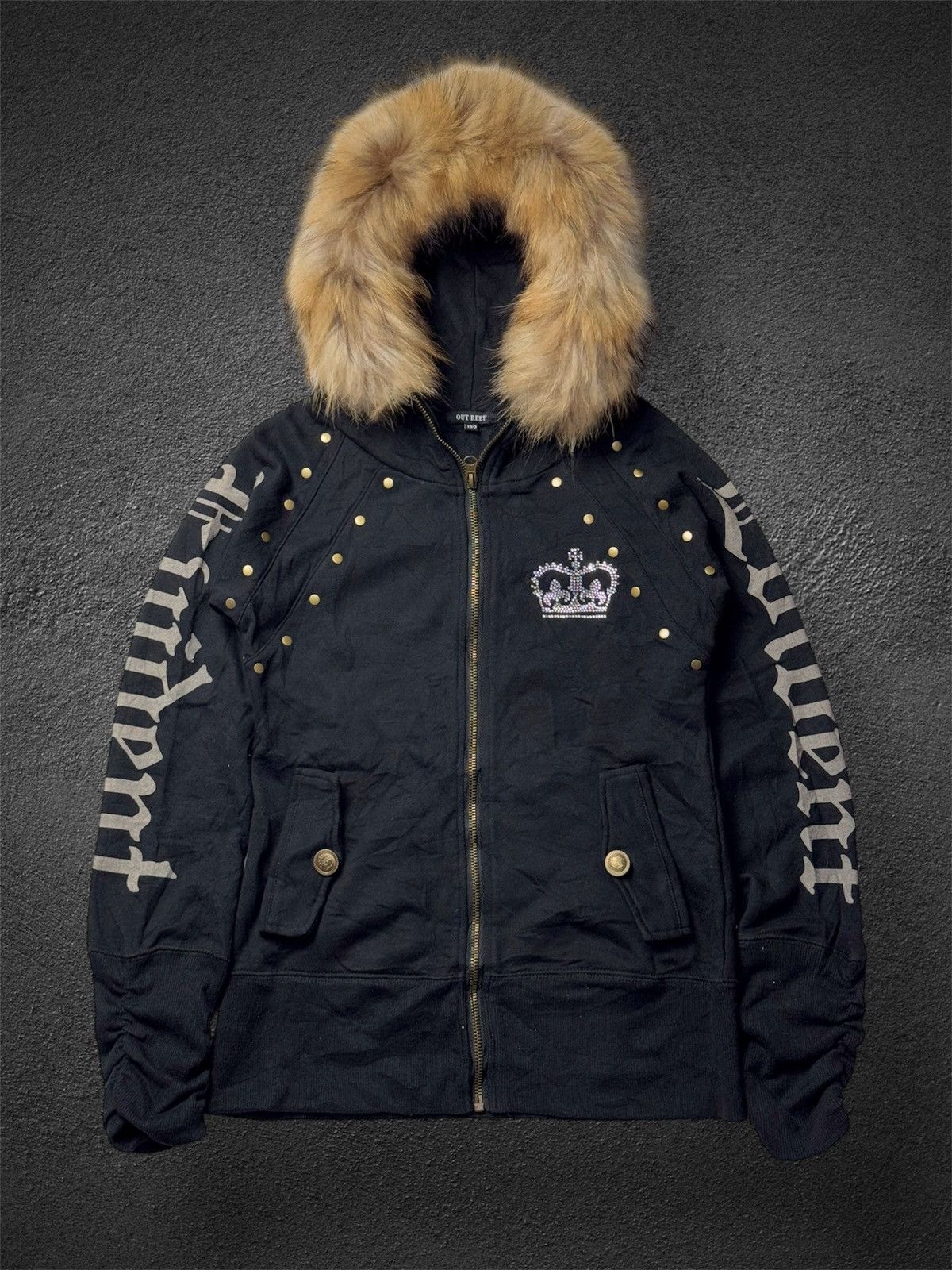 Le Grande Bleu (L.G.B.) Fur Hoodie Gothic Studded England Skulls Ifsix Style Size US S / EU 44-46 / 1 - 1 Thumbnail