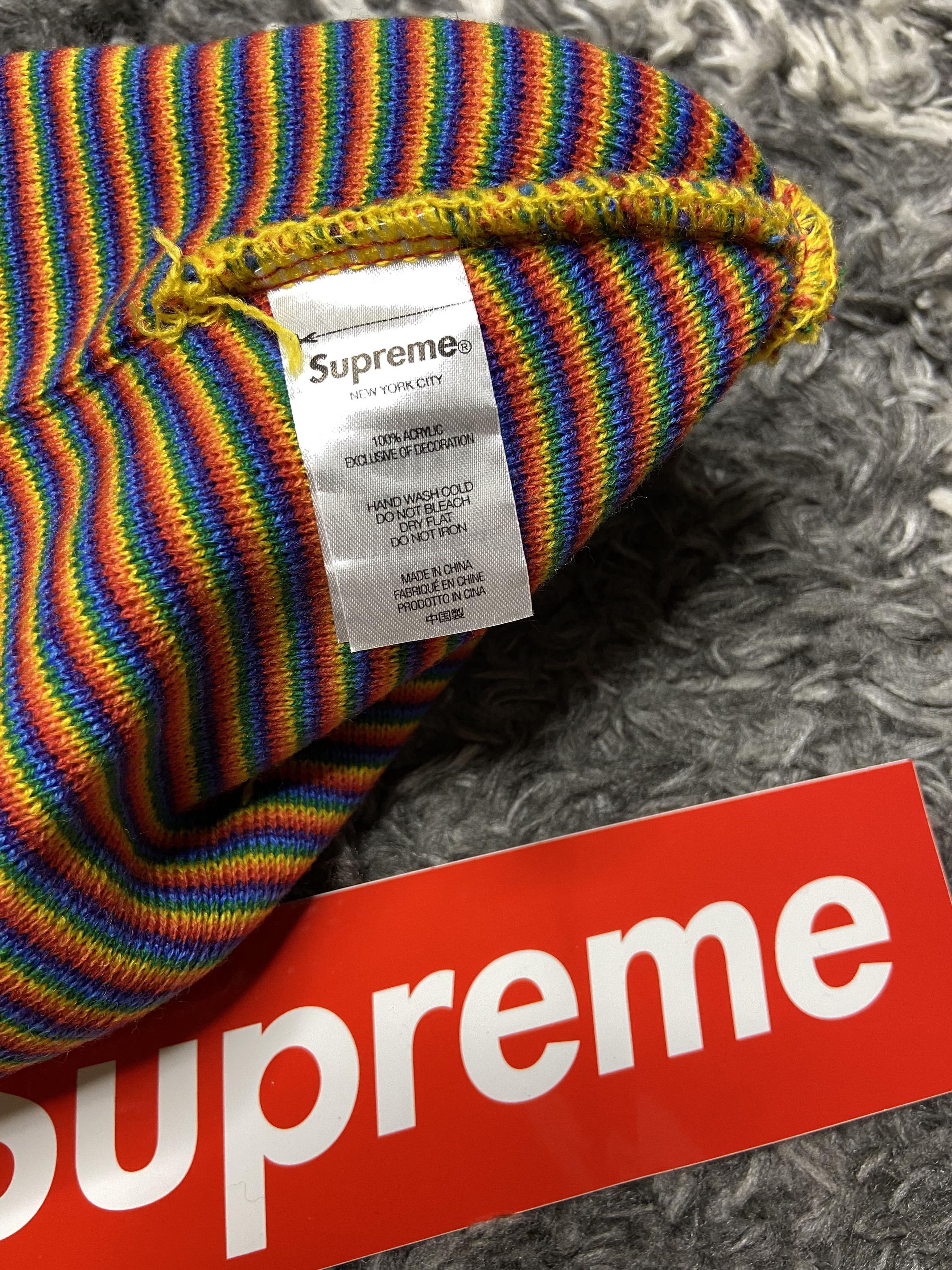 Supreme Supreme Rainbow Stripe Arc Logo Beanie DS Size ONE SIZE - 5 Thumbnail