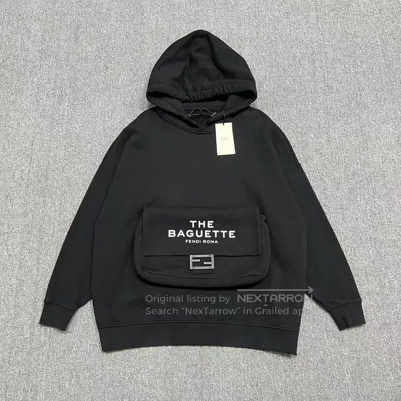 Fendi Fendi Black Slogan Logo Big Pocket Hoodie Size M / US 6-8 / IT 42-44 - 1 Thumbnail
