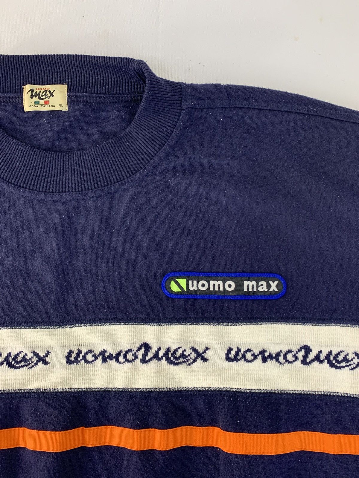 Japanese Brand 90s Uomo Max Moad Italiana Crewneck Pullover Striped Chest Size US XL / EU 56 / 4 - 4 Thumbnail