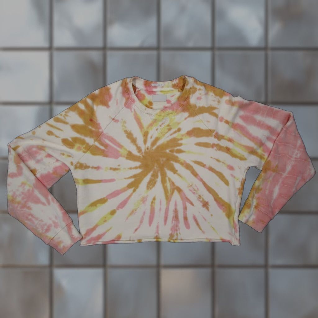 MOTHER Vintage Mother Women’s Yellow Tie Dye Sweatshirt XS Pullover Crew Neck All Seasons Casual Size XS / US 0-2 / IT 36-38 - 1 Thumbnail