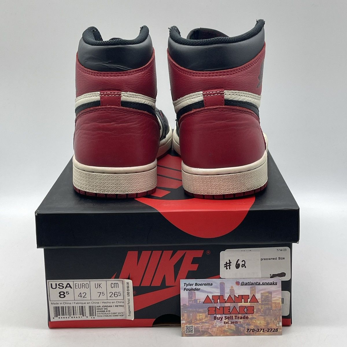 Nike Air Jordan 1 high bred toe Size US 8.5 / EU 41-42 - 3 Thumbnail
