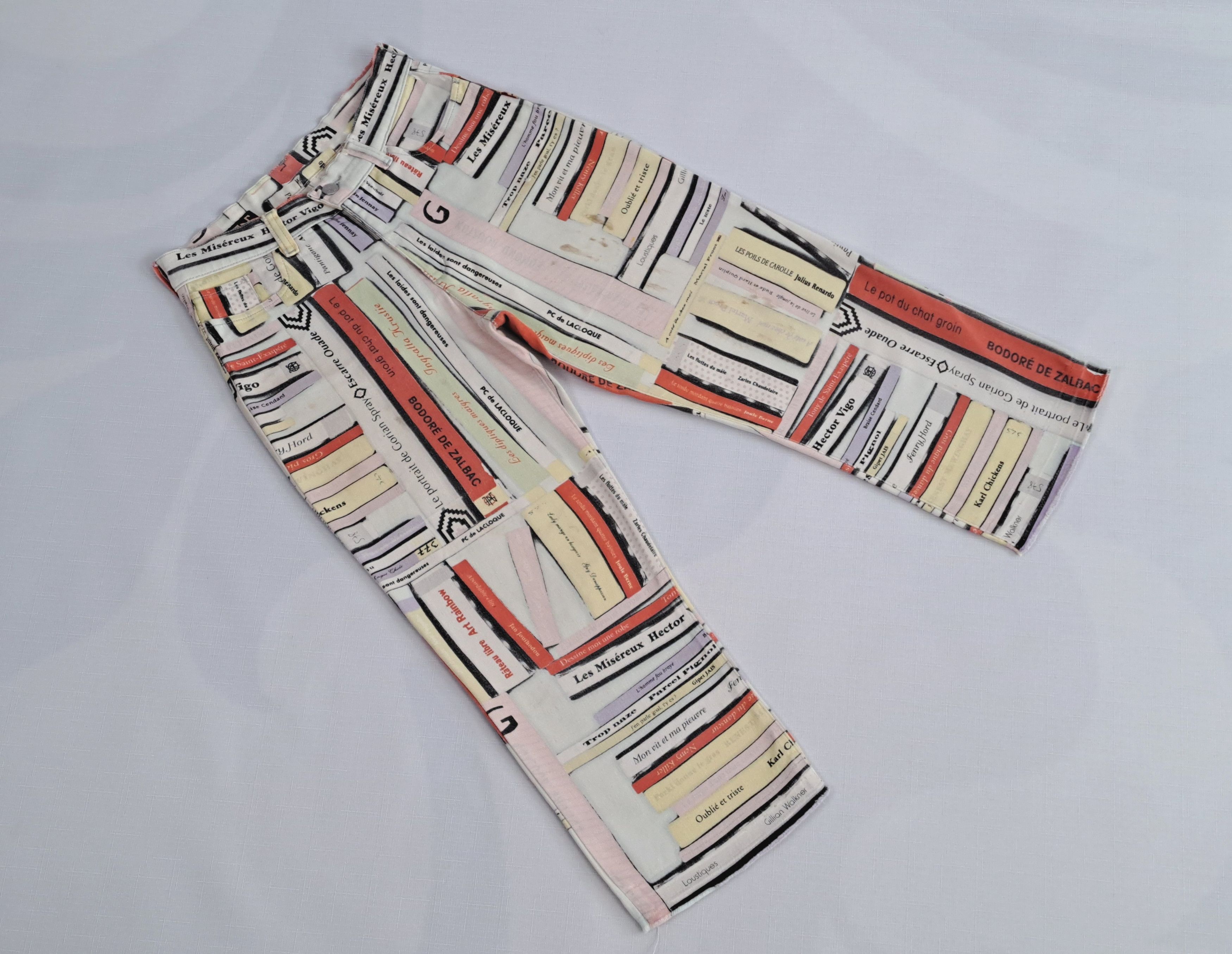 Jean Paul Gaultier × Vintage Vtg Jean Paul Gaultier playful books print jeans. Size 28" / US 6 / IT 42 - 1 Thumbnail