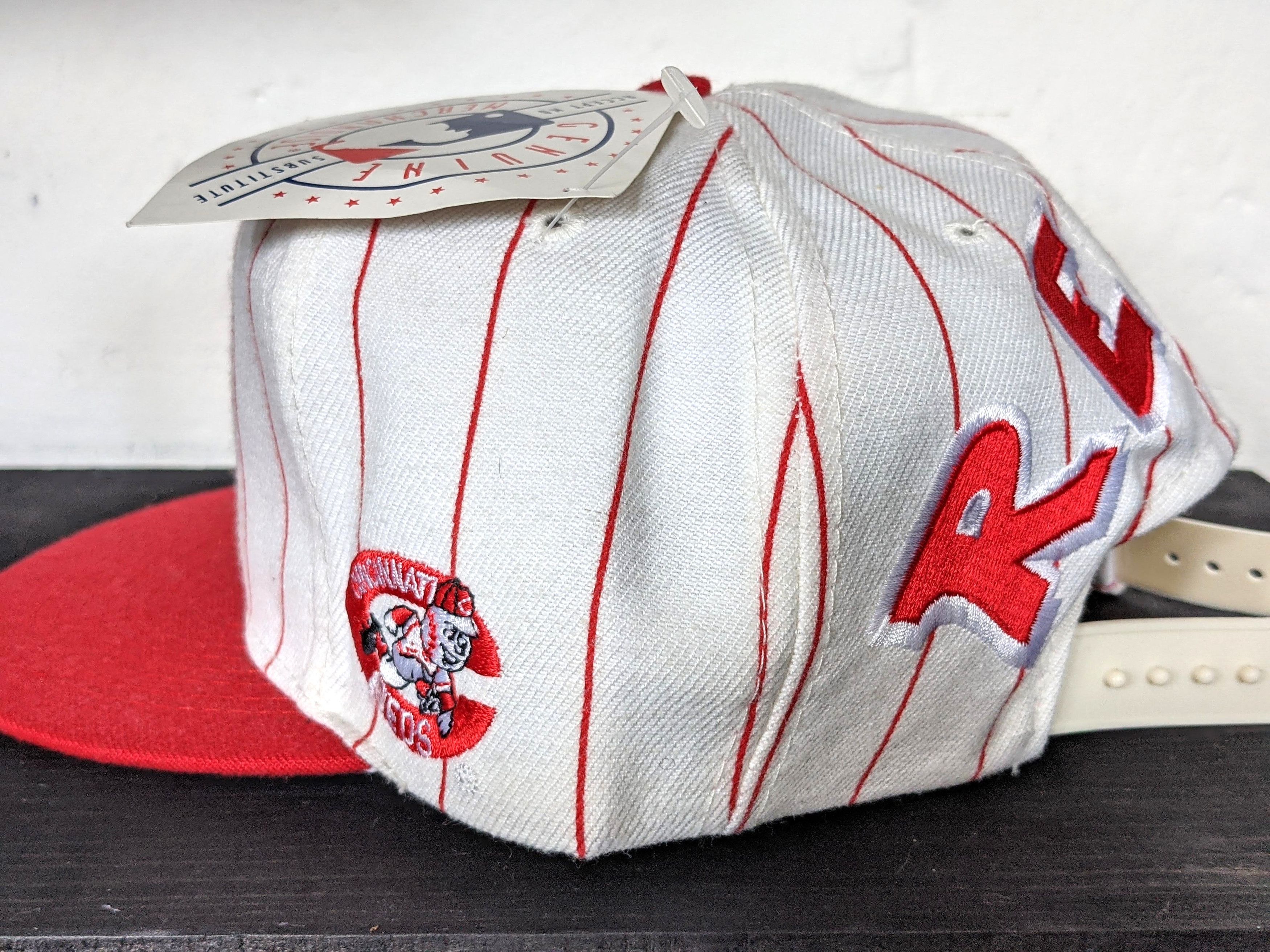 Sports Specialties NEW Cincinnati Reds 90s ANNCO Block PINSTRIPE hat MLB vtg Size ONE SIZE - 4 Thumbnail