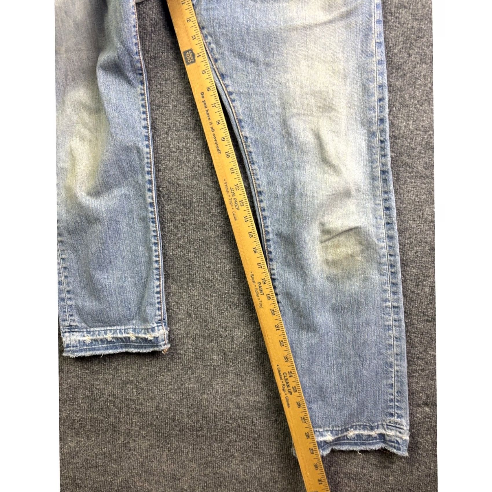 Levi's Levi's 501 Jeans Mens 29x27 Light Wash Distressed Raw Hem Button Fly Straight Denim Vintage Western Mid Rise Carry Pocket Pants Size US 29 - 6 Thumbnail