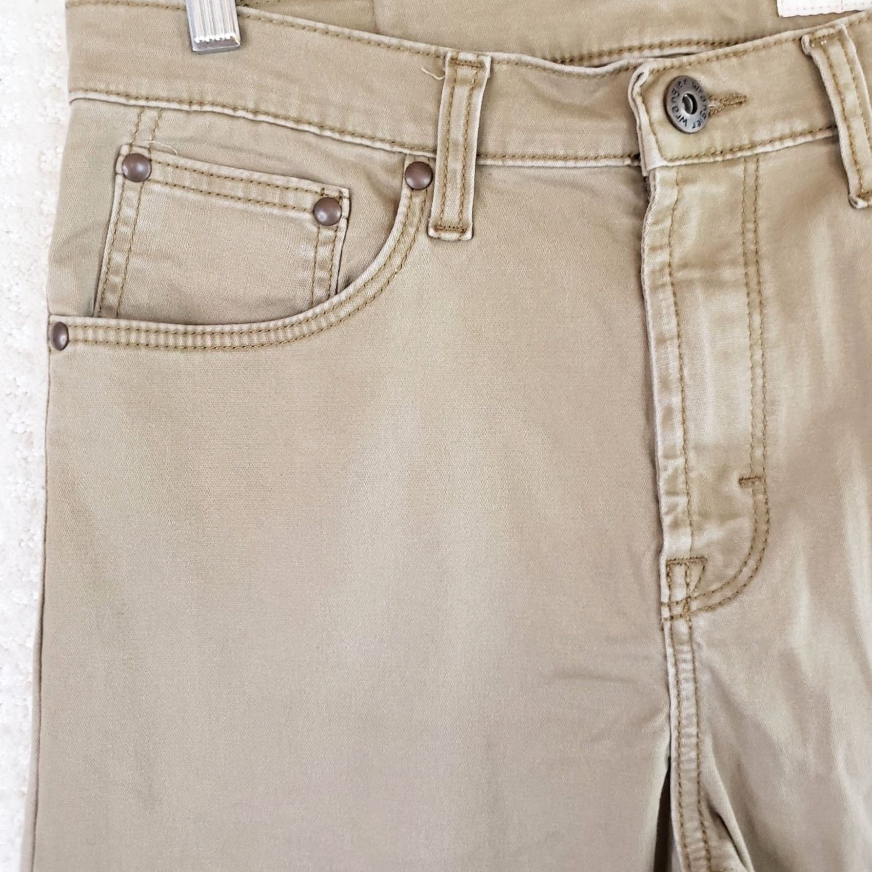 Wrangler Wrangler 5 Star Premium Slim Straight Jeans Tan 32x32 Mens Regular Cotton Elastane Stretch 5-Pocket USA Cowboy Logo Zipper Button Denim Size US 32 / EU 48 - 4 Thumbnail