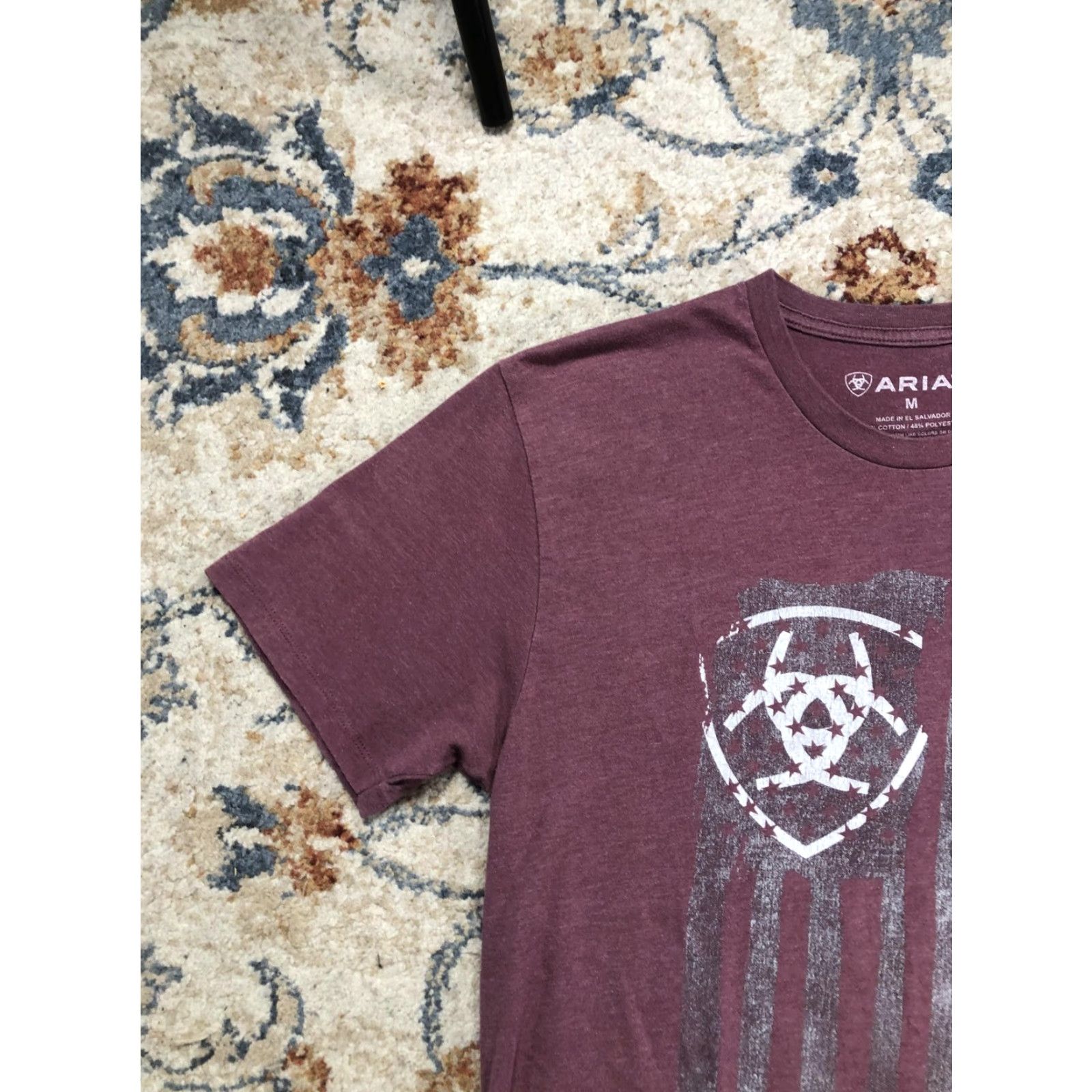 Ariat Ariat Shirt Mens M Red Flag Graphic Tee Patriotic Tagless Short Sleeve Crew Neck Front Shield Logo Print Shirts Mens Spring Summer Fall Boys Mens? Size US M / EU 48-50 / 2 - 3 Thumbnail