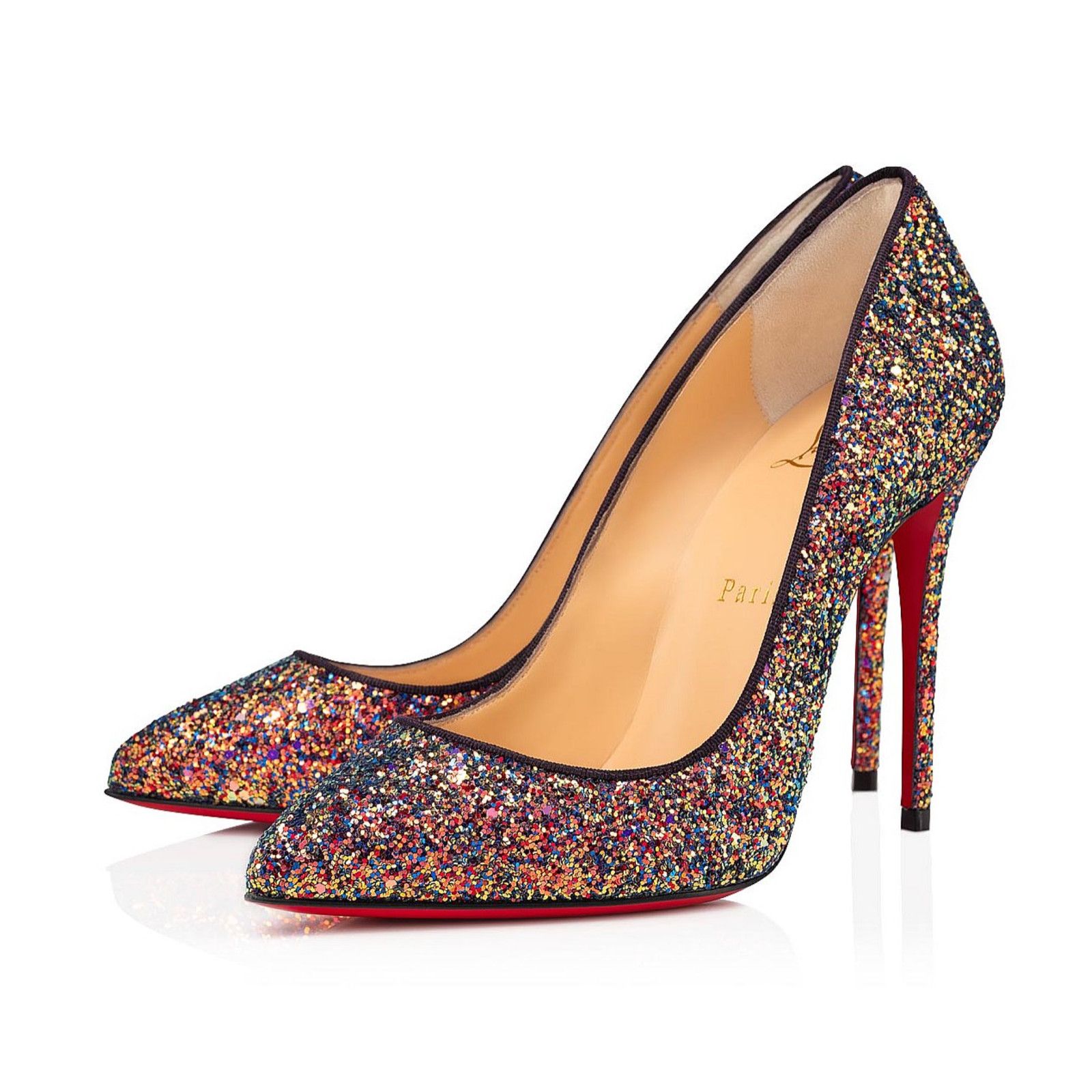 Christian Louboutin Pigalle Follies 100 Glitter Milkyway Blue Red Heel Pump 36.5 Size US 6.5 / IT 36.5 - 1 Thumbnail