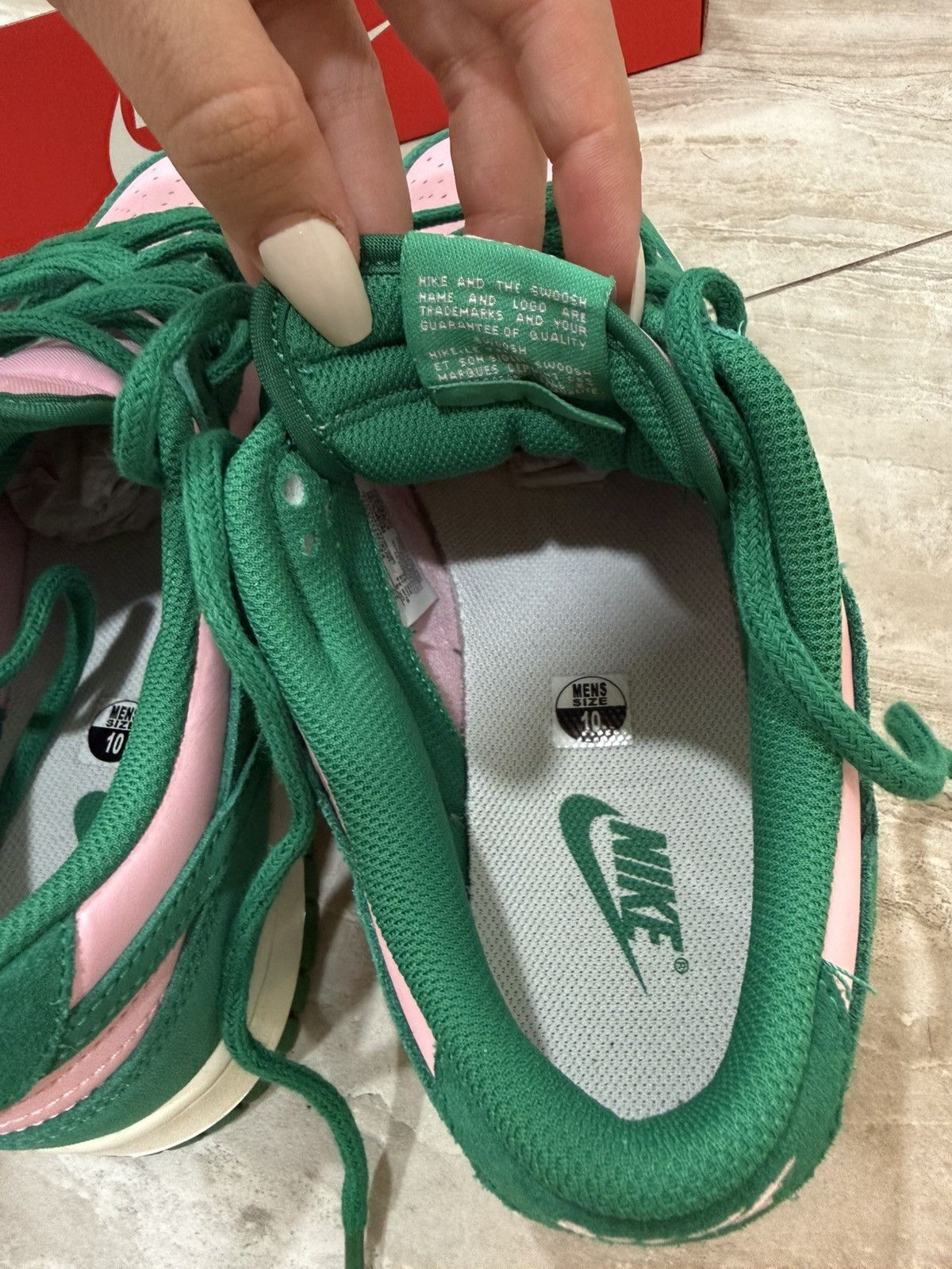 Nike Nike Dunk Low "Pink & Green" (Suede/Leather Mix) Size US 10 / EU 43 - 5 Thumbnail