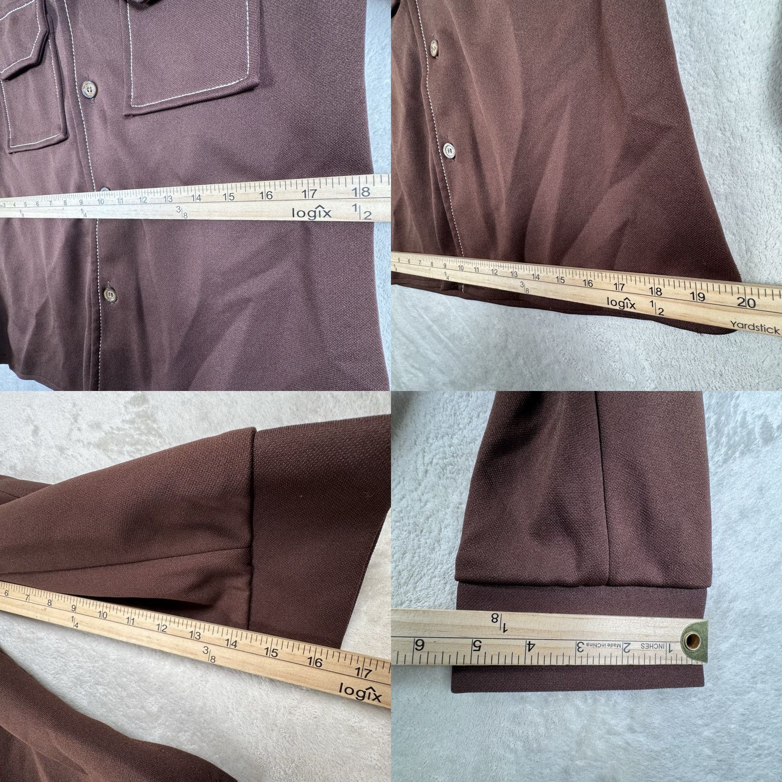 JCPenney VINTAGE JCPenney Men's M Brown Retro Button-Front Shirt Hippie Disco Wide Lapel Collar 1970s Mens Brown Shirt Disco Vintage Look Size US M / EU 48-50 / 2 - 8 Thumbnail