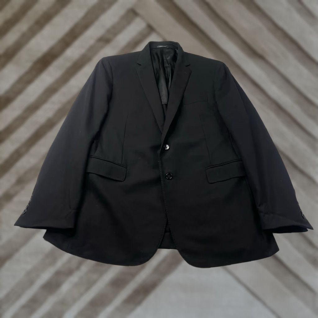 Ralph Lauren VINTAGE Ralph Lauren Black Label Blazer Jacket Mens Notch Lapel Wool 44L Italy Black 2-Button Single-Breasted Solid Long Classic Regular Mens Size 44R - 1 Thumbnail