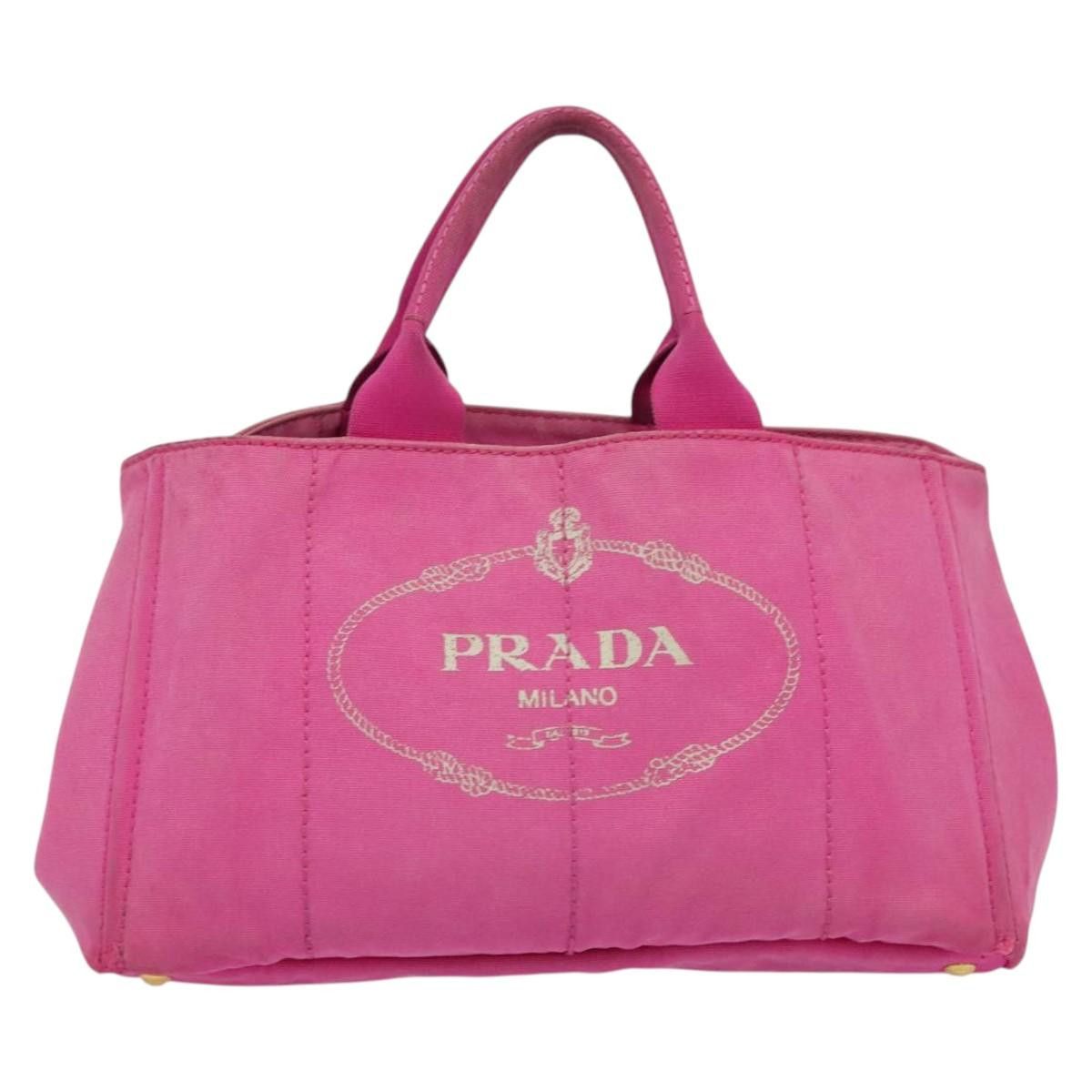 Prada PRADA Canapa GM Hand Bag Canvas Pink Gold Size ONE SIZE - 2 Thumbnail