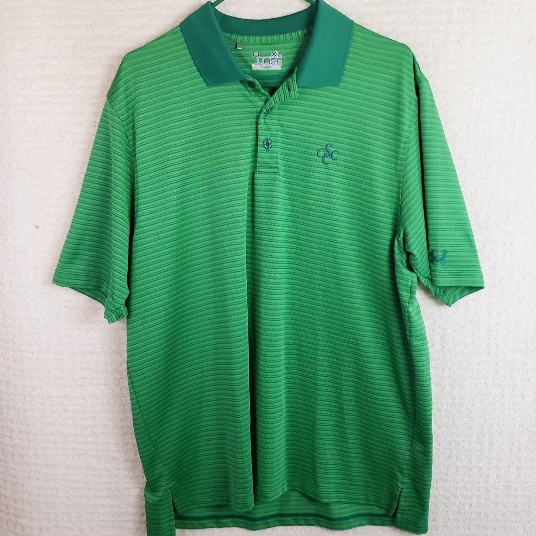 Under Armour Under Armour Men’s XL Heat Gear Polo Shirt Loose The Playoff Polo Kelly Green Striped Golf Shirt Size US XL / EU 56 / 4 - 2 Thumbnail