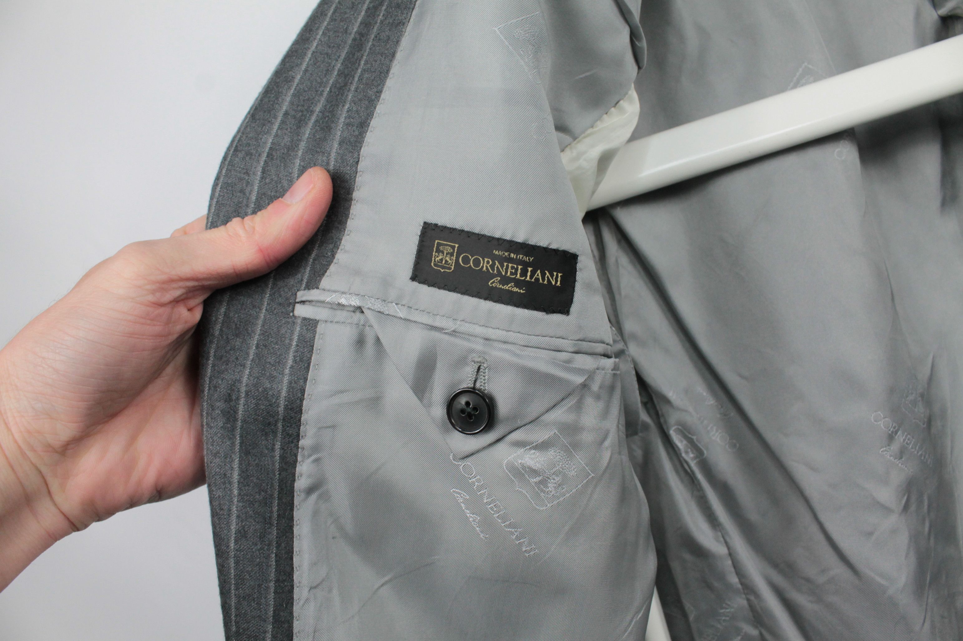 Corneliani Corneliani Wool/Cashmere Blend Gray Strip Blazer Jacket Size US L / EU 52-54 / 3 - 9 Thumbnail