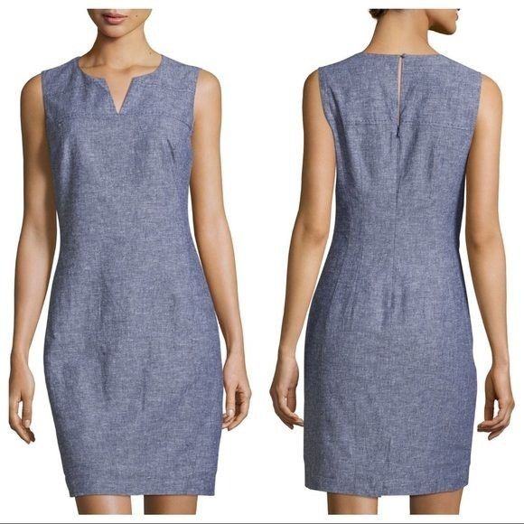 Laundry by Shelli Segal Laundry Shelli Segal 4 Blue Chambray Linen Sleeveless Shift Size S / US 4 / IT 40 - 1 Thumbnail