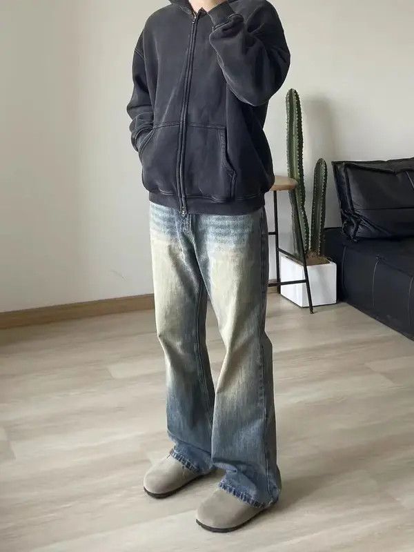 VIBE Vintage street washed and faded casual micro flare jeans Size US 36 / EU 52 - 1 Thumbnail