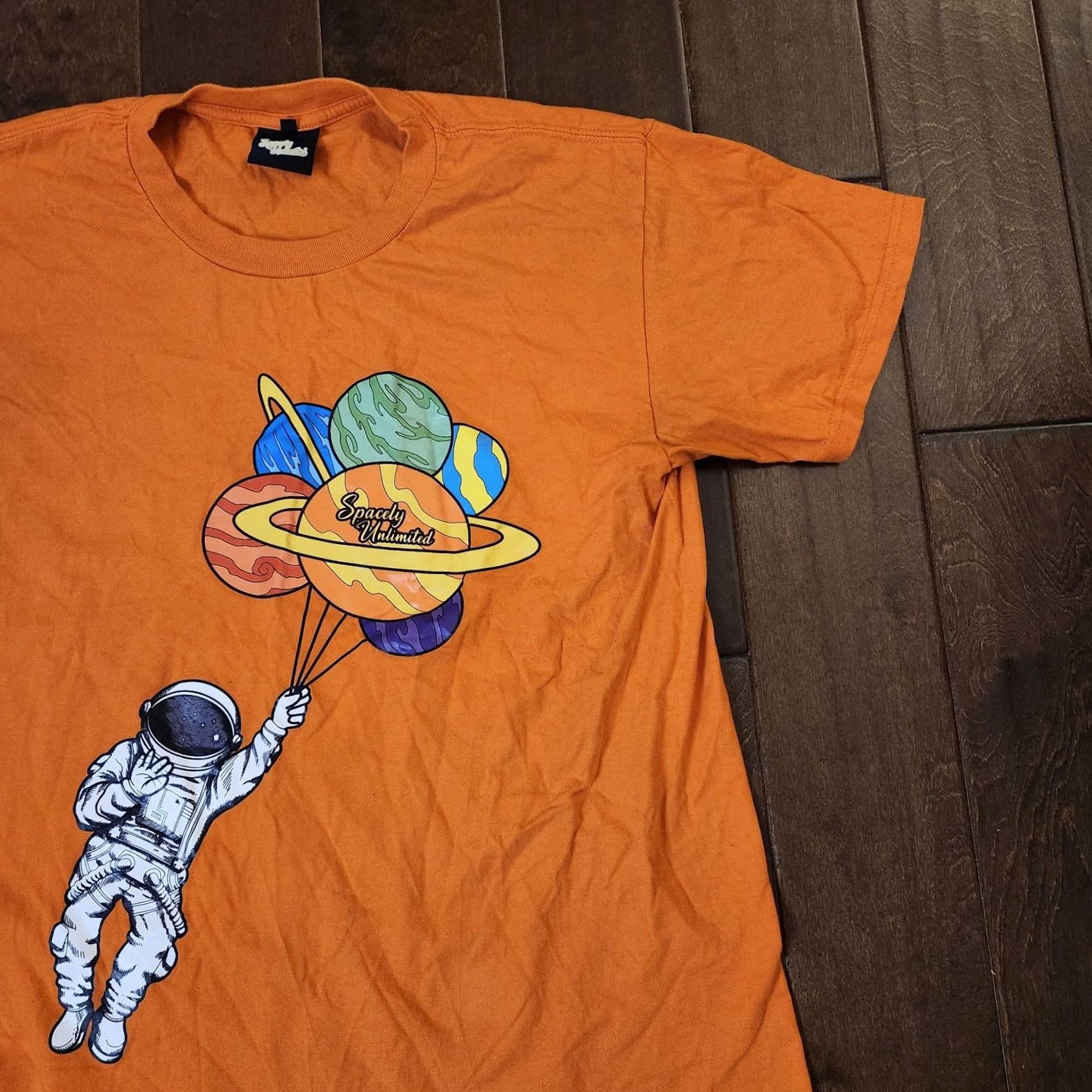 Vintage Spacely Unlimited Men's T-Shirt - Orange, L, Cotton, Short Sleeve, Solid, Space Theme, Regular Fit Size US L / EU 52-54 / 3 - 6 Thumbnail